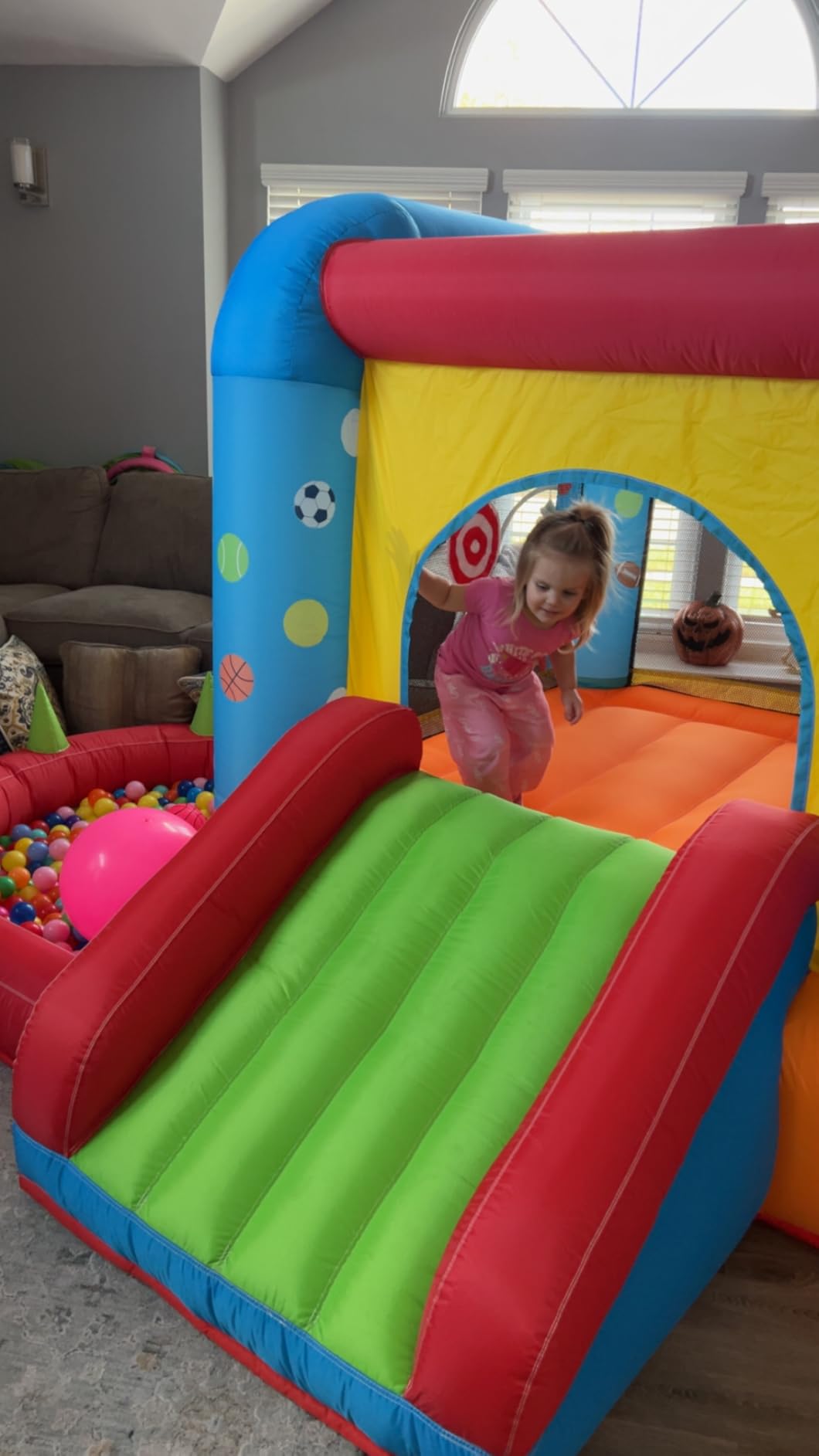 Step4Fun Inflatable Bounce House, Kids Castle Slide Bouncer for Children Jumping Outdoor and Indoor Party, Baby Backyard Water Jumper Toy with Blower, Ball Pit Pool, Ideal Gifts (112 x 98 x 65 inches) customer photo 2