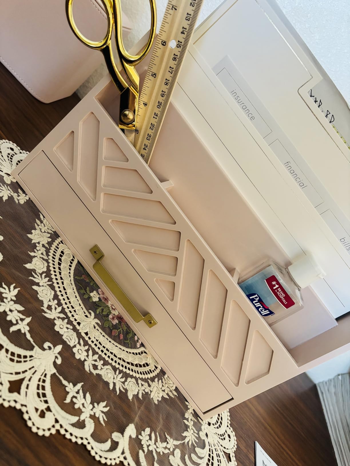 BLU MONACO | Wooden Mail Organizer with Drawer and Compartments | Mail Sorter Organizer Countertop for Desk Entryway | Outgoing Mail Holder Wood Desktop File Storage customer photo 1
