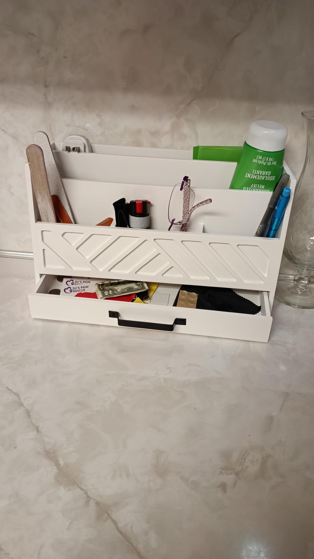 BLU MONACO | Wooden Mail Organizer with Drawer and Compartments | Mail Sorter Organizer Countertop for Desk Entryway | Outgoing Mail Holder Wood Desktop File Storage customer photo 2