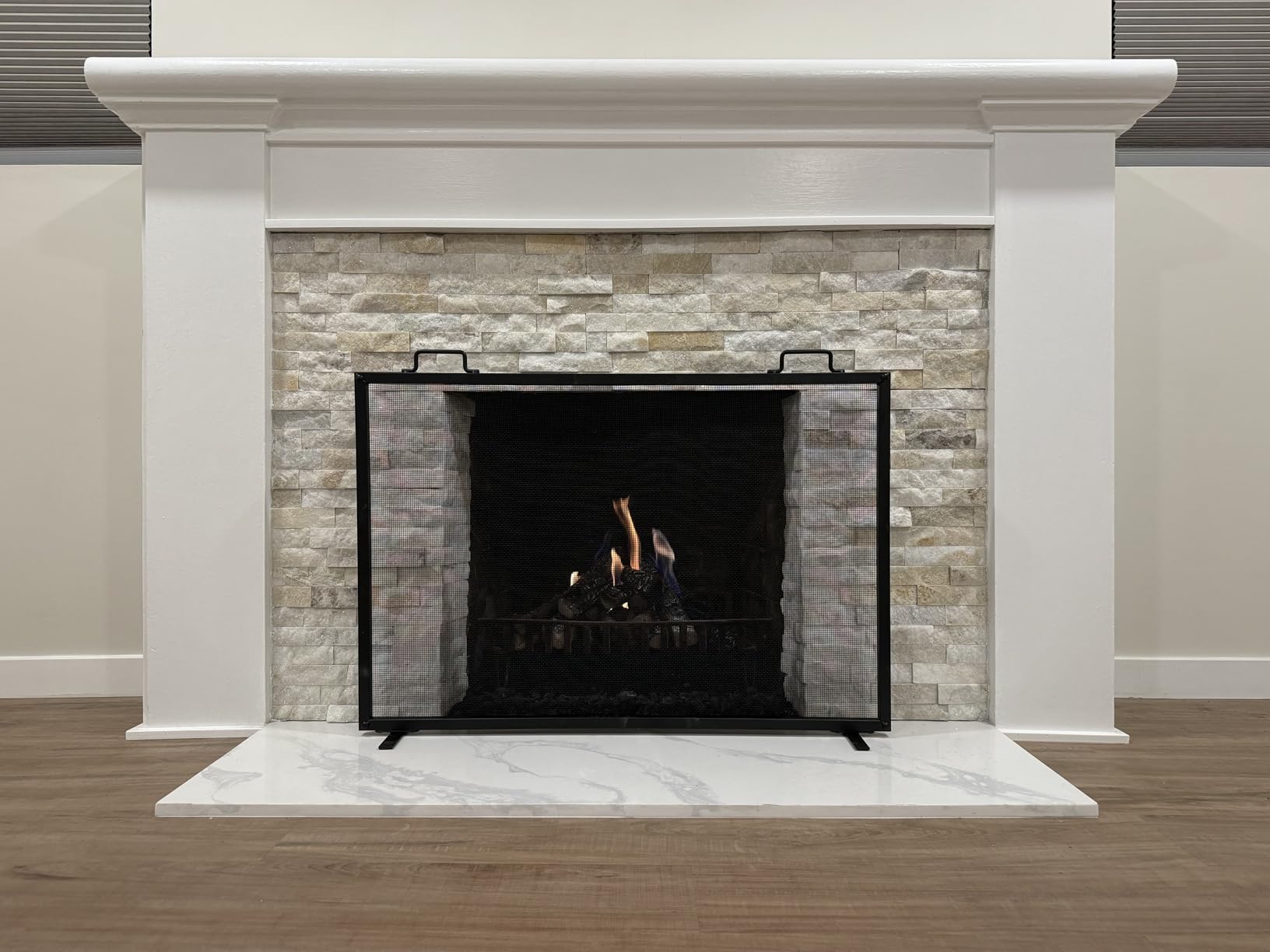 Best Choice Products 38x27in Single Panel Fireplace Screen Handcrafted Steel Mesh Spark Guard for Living Room, Bedroom Decor w/Handles - Antique Gold customer photo 2