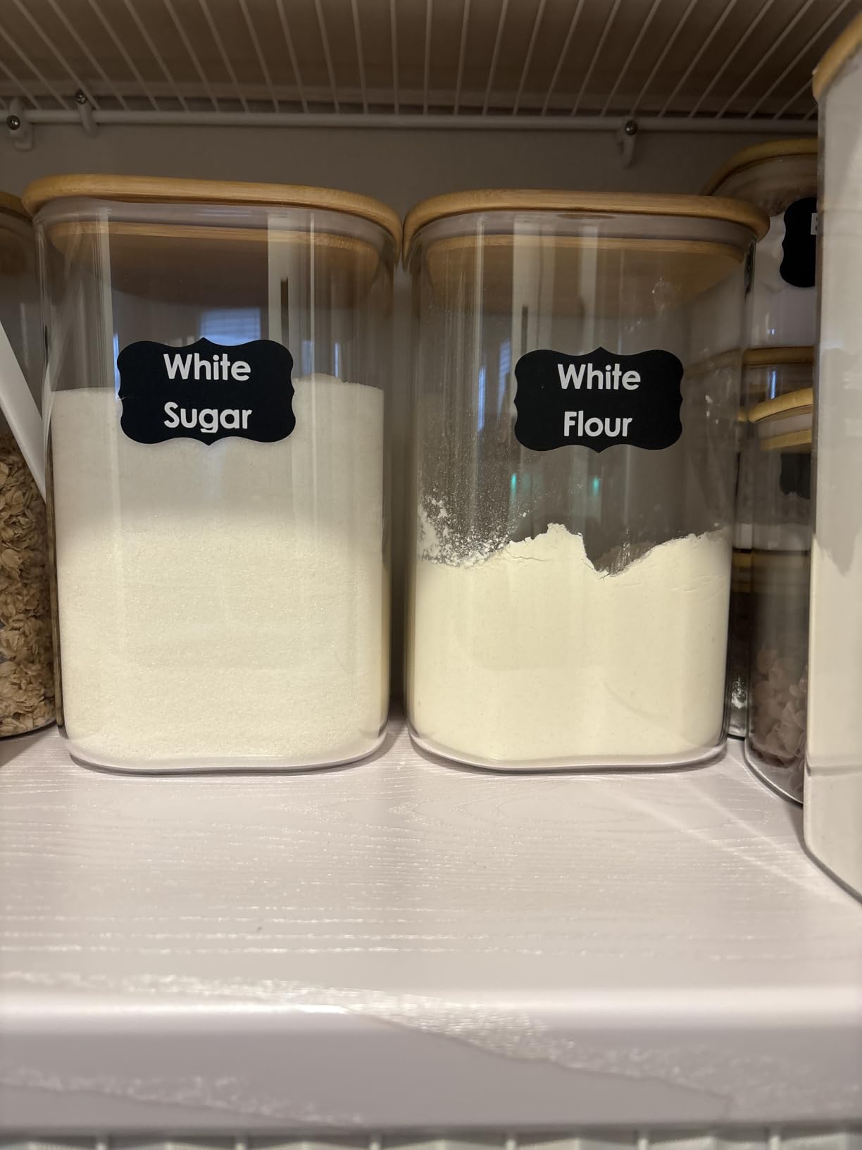 ComSaf Glass Pantry Storage Containers (0.7Qt/1.2Qt/1.6Qt) Set of 6, Square | Glass Storage Containers with Lids, Kitchen Canisters, Pantry Jar, Bamboo Lid with Silicone Seal, Flour Cereal Tea, BPA Free customer photo 1