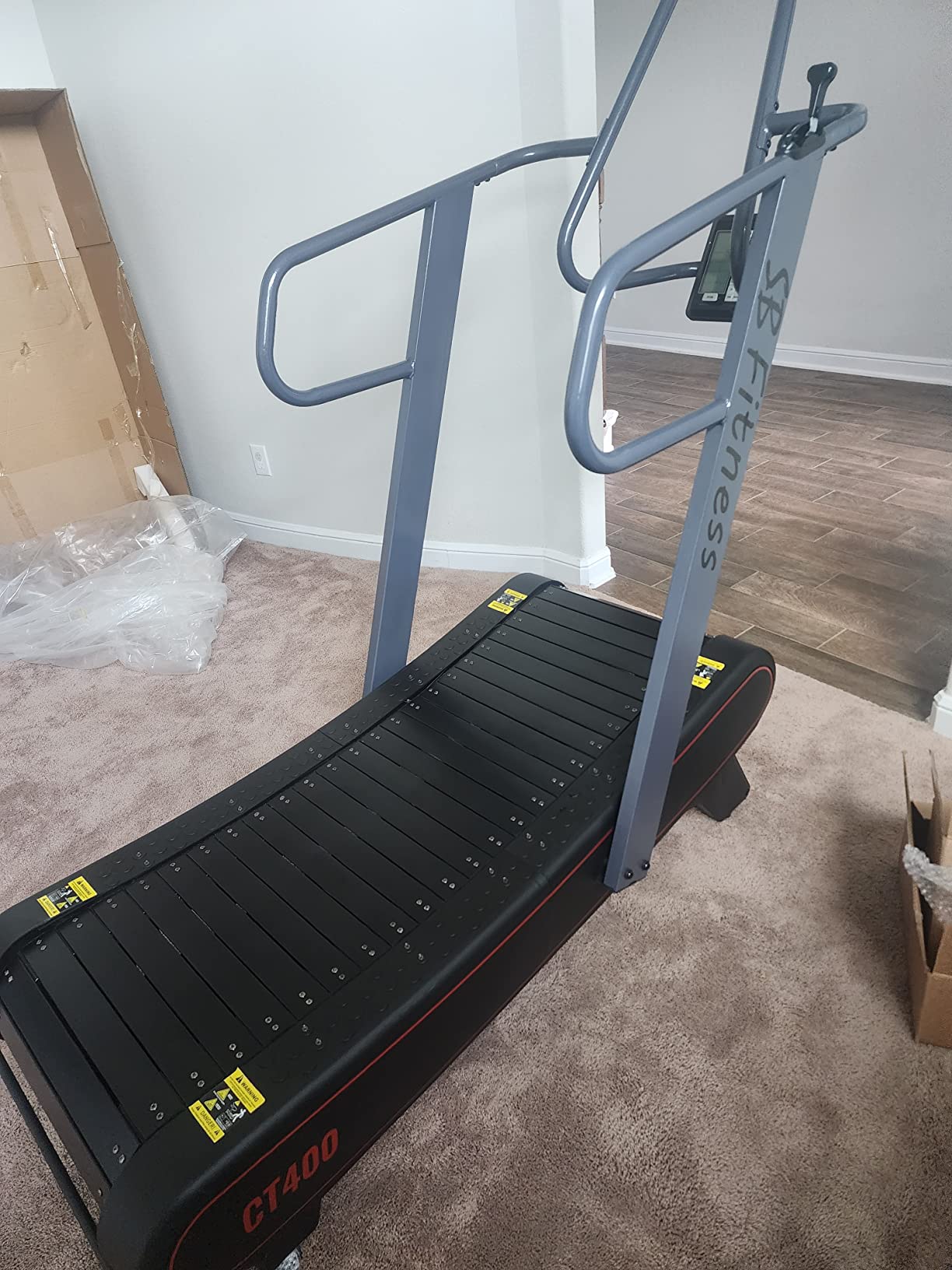 SB Fitness Equipment CT400 Self Generated Curved Commercial Exercise Workout Treadmill with 3 Resistance Levels and Front Digital Display customer photo 2