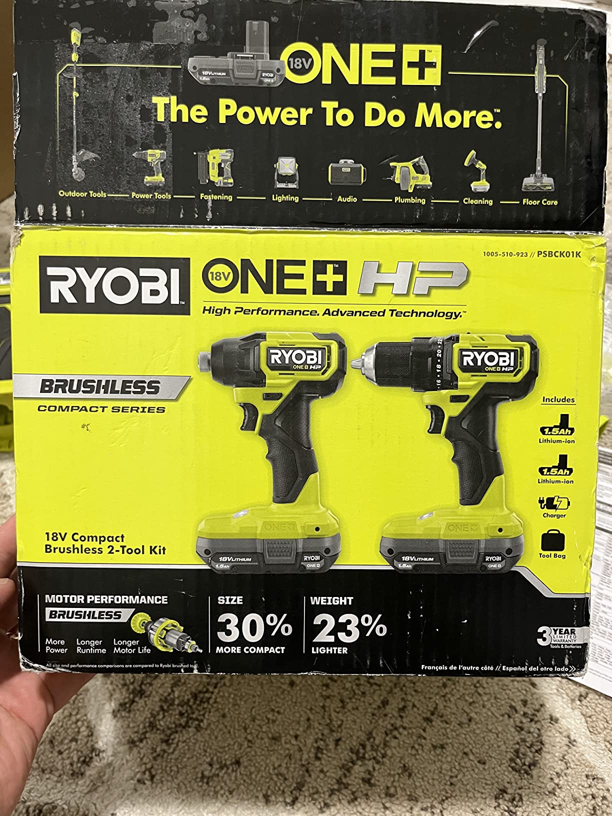ONE+ HP 18V Brushless Cordless Compact 1/2 in. Drill and Impact Driver Kit with (2) 1.5 Ah Batteries, Charger and Bag customer photo 2