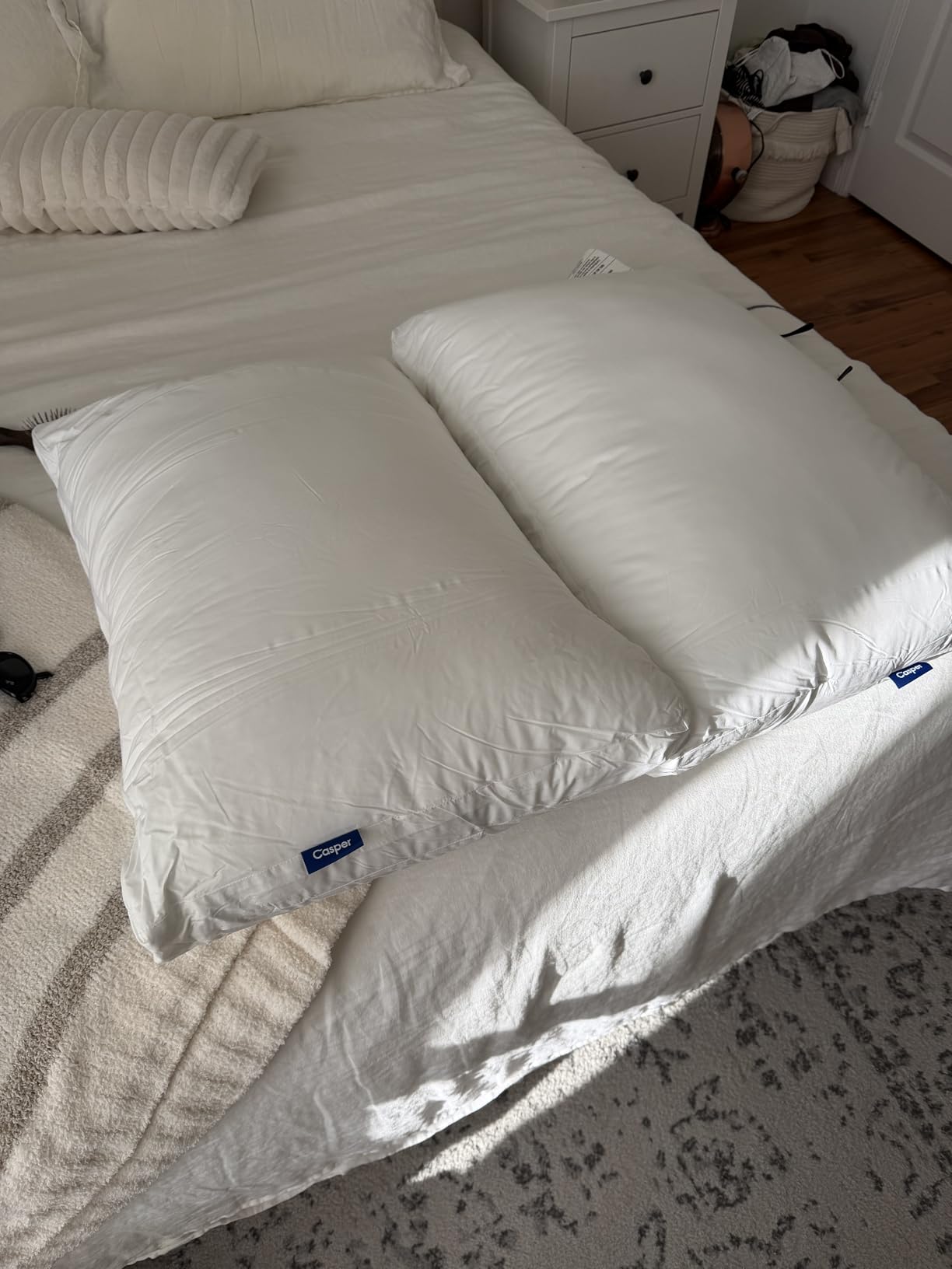 Casper Sleep Original Pillow 2-Pack - King Down-Alternative Bed Pillow | Supports Side, Back & Stomach Sleepers, Neck Pain Relief, Machine Washable, Breathable Cotton Cover customer photo 2