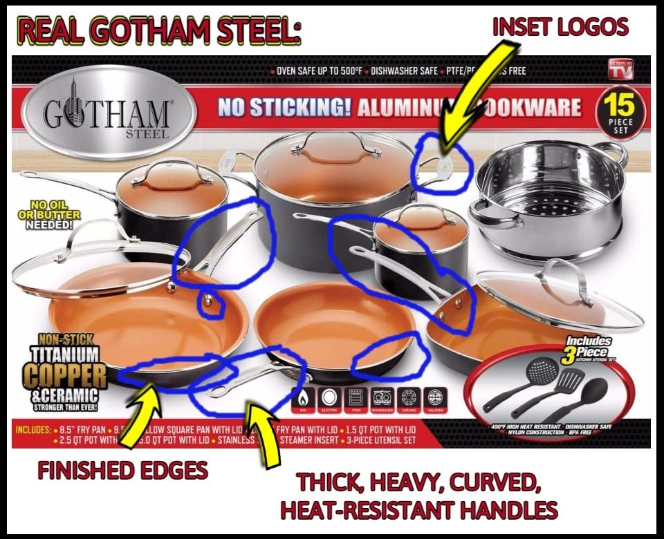 Gotham Steel 12 Pc Ceramic Cookware Set Nonstick, Ceramic Pots and Pans Set Non Stick with Steamer for Cooking, Non Toxic PFOA PFOS Free, Ergonomic Stay Cool Handles, Oven & Dishwasher Safe, Copper customer photo 1