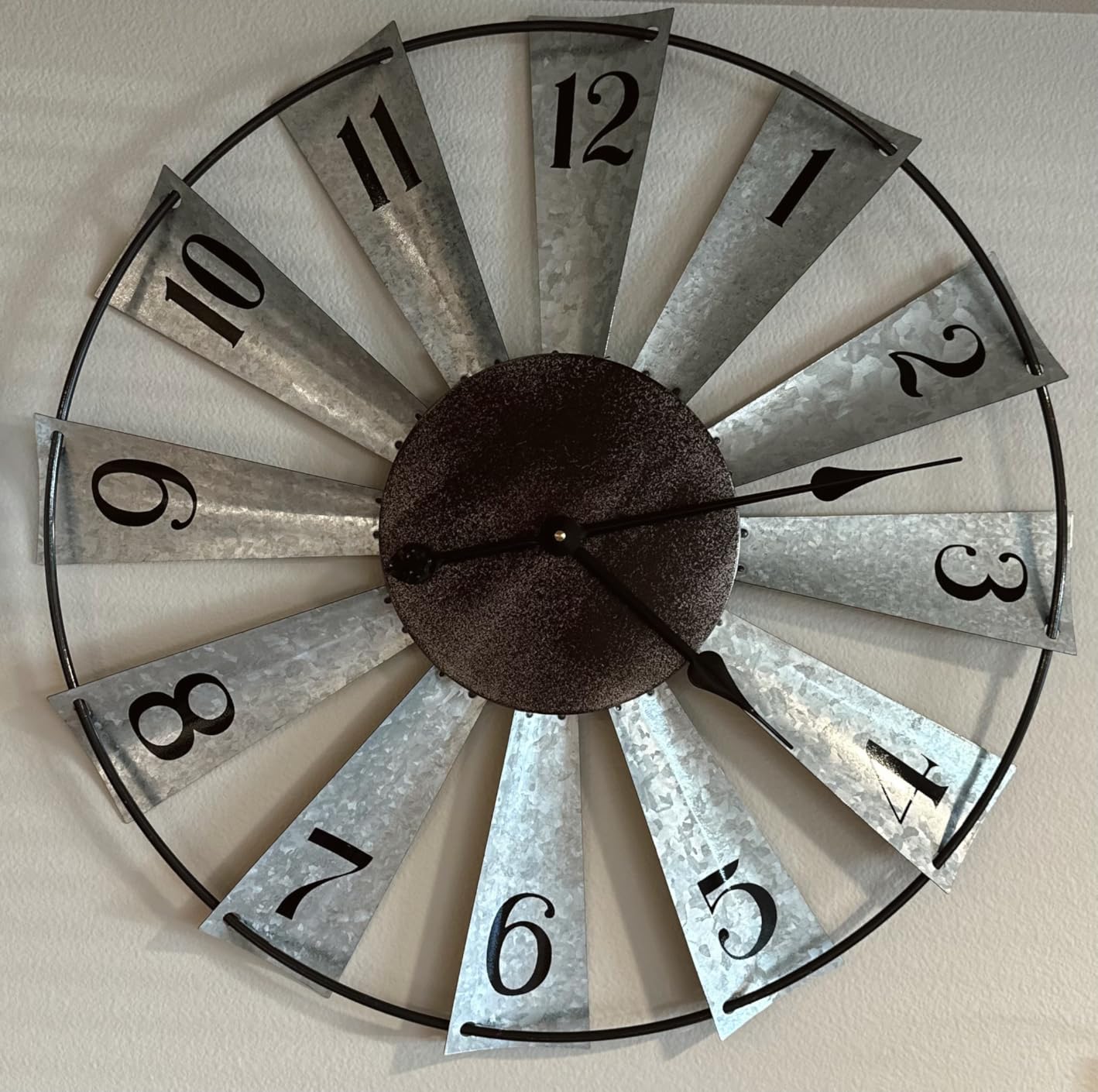 Mrocioa 24inch Windmill Distressed Metal Wall Clocks Rustic Large Decorative Clock Oversized Farmhouse Decor, Non Ticking, Battery Operated customer photo 2