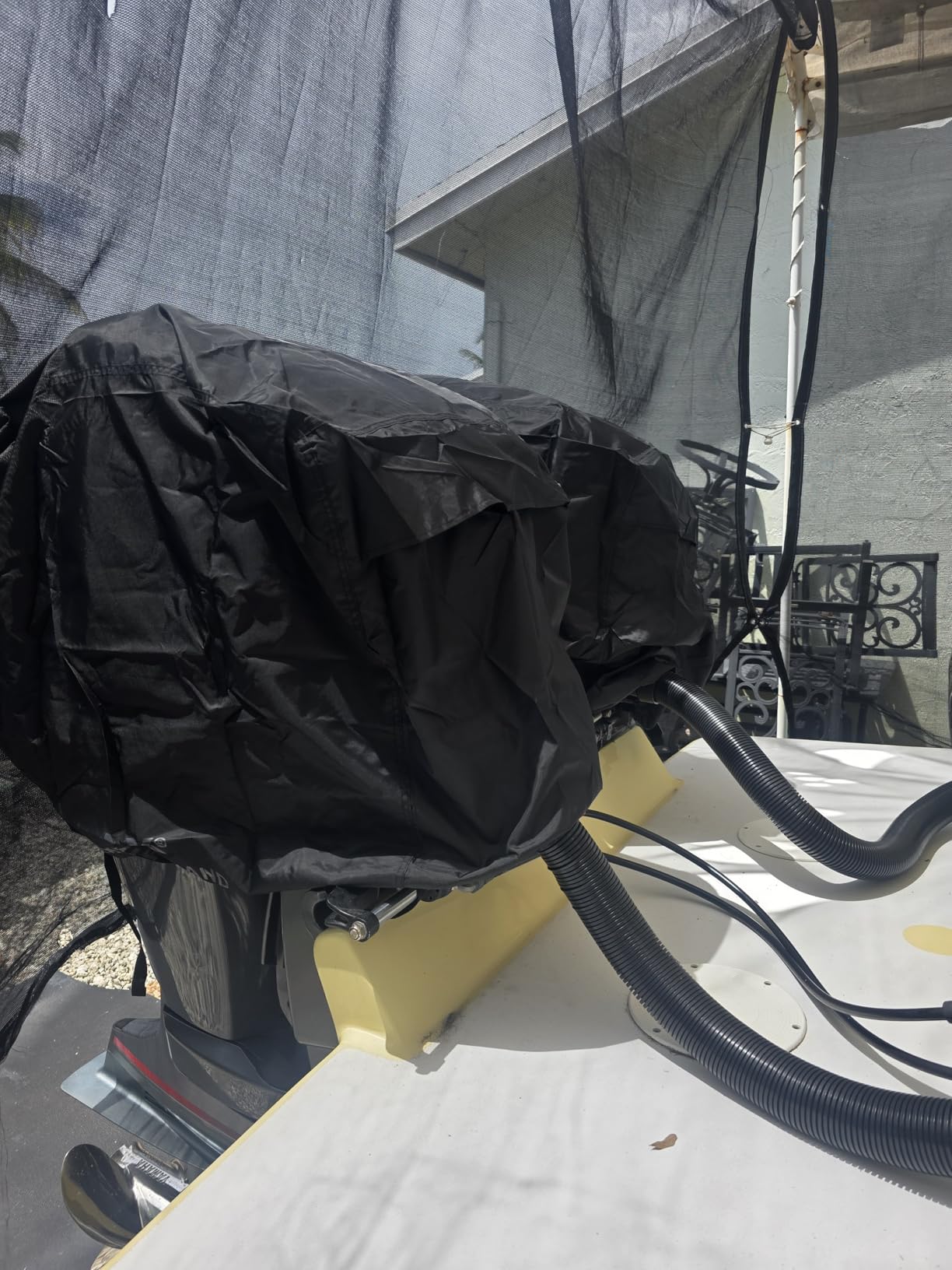 Explore Land Outboard Motor Cover - Waterproof and Fade Resistant 600D Heavy Duty Boat Engine Hood Covers - Fit for Motor 50-115 HP, Grey customer photo 1