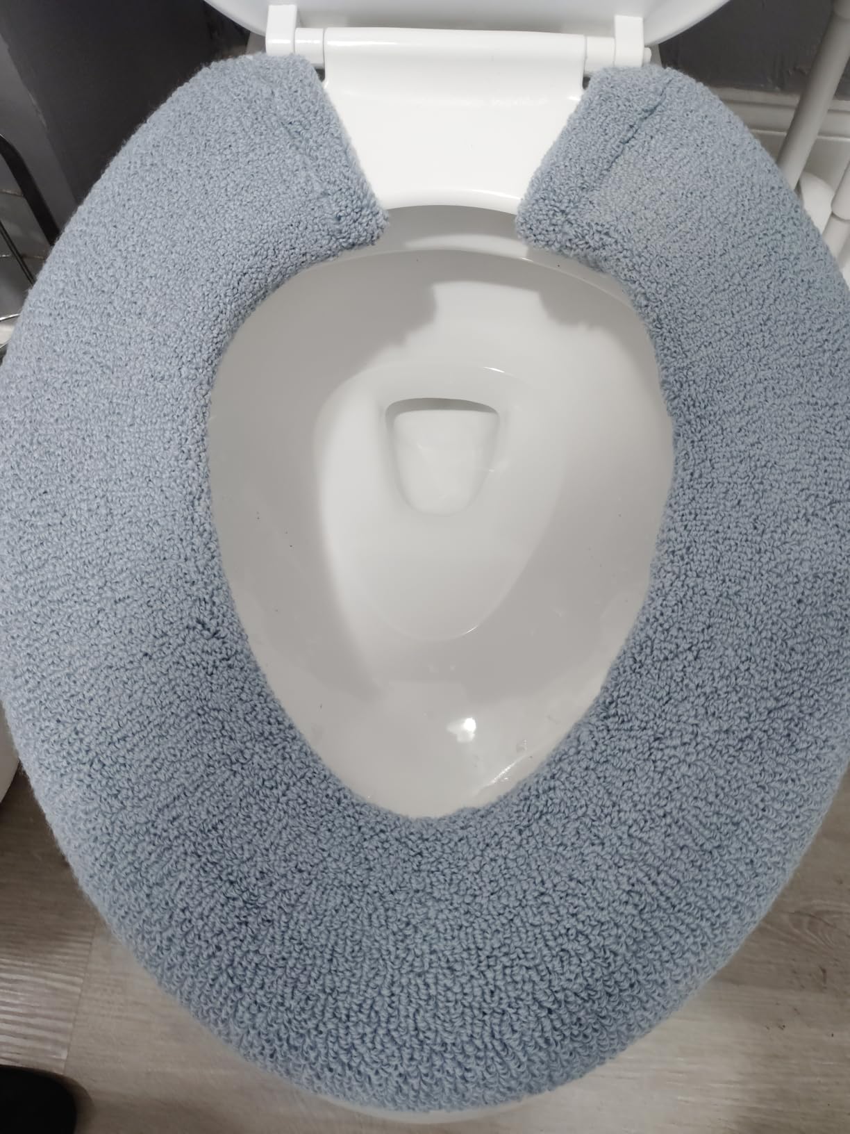 Toilet Seat Cover with Snaps Fixed, Thick Warmer, Machine Washable (Grey) customer photo 1