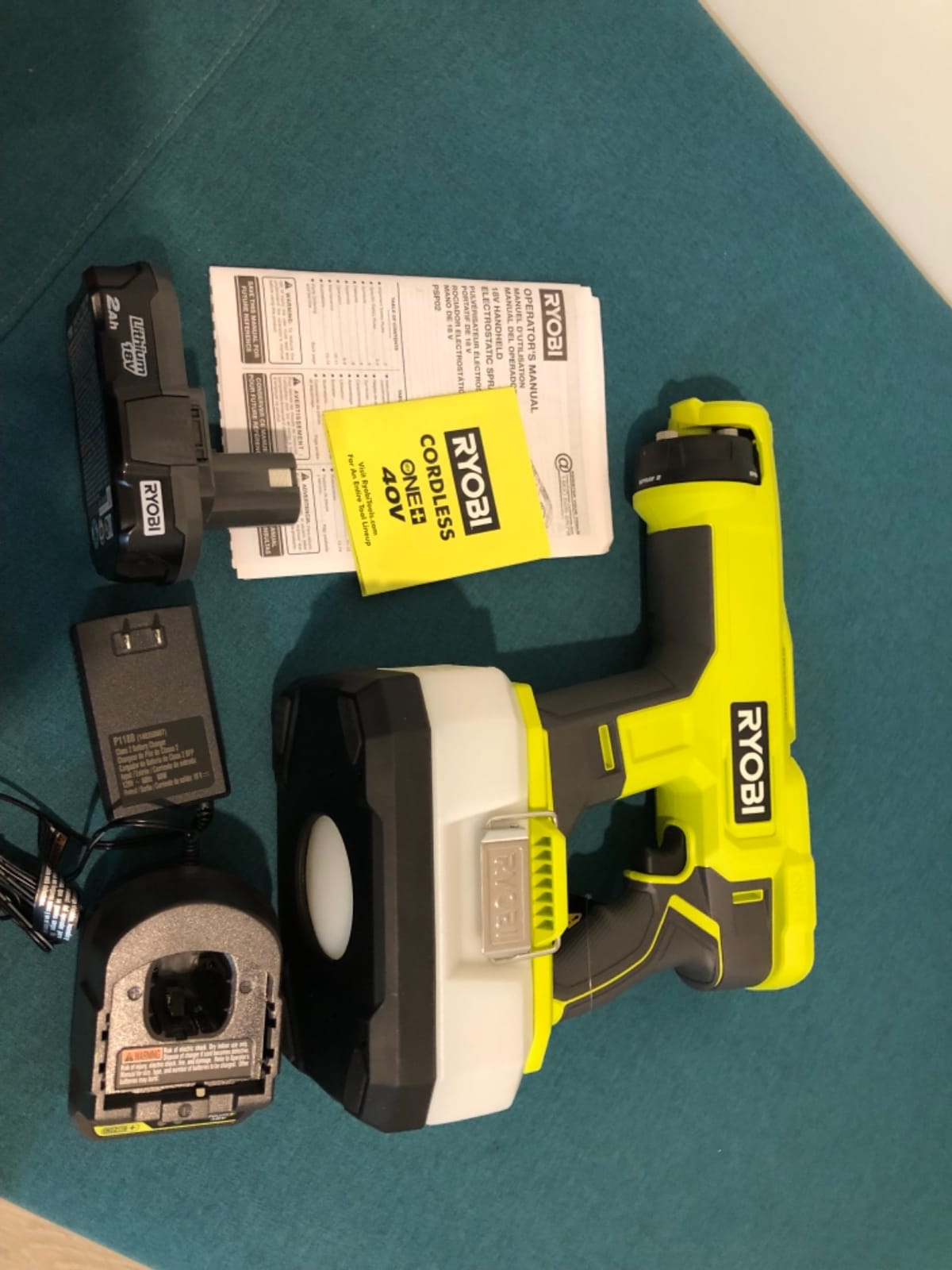 Ryobi ONE+ 18V Cordless Handheld Electrostatic Sprayer Kit with (1) 2.0 Ah Batteries and Charger customer photo 1