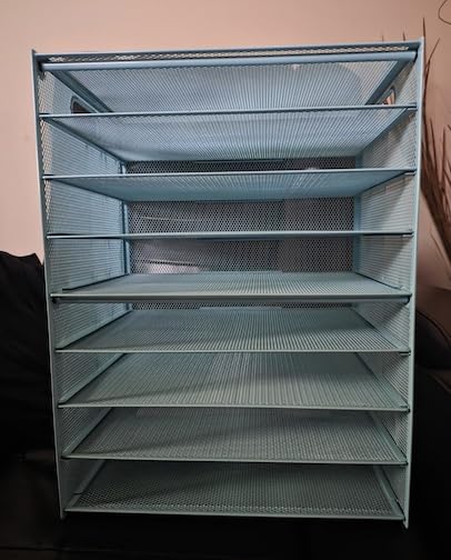 Marbrasse 6 Tier Paper Organizer Letter Tray - Mesh Desk File Organizer with Handle, Paper Sorter Organizer for Letter/A4 Office File Folder Holder - Black customer photo 1