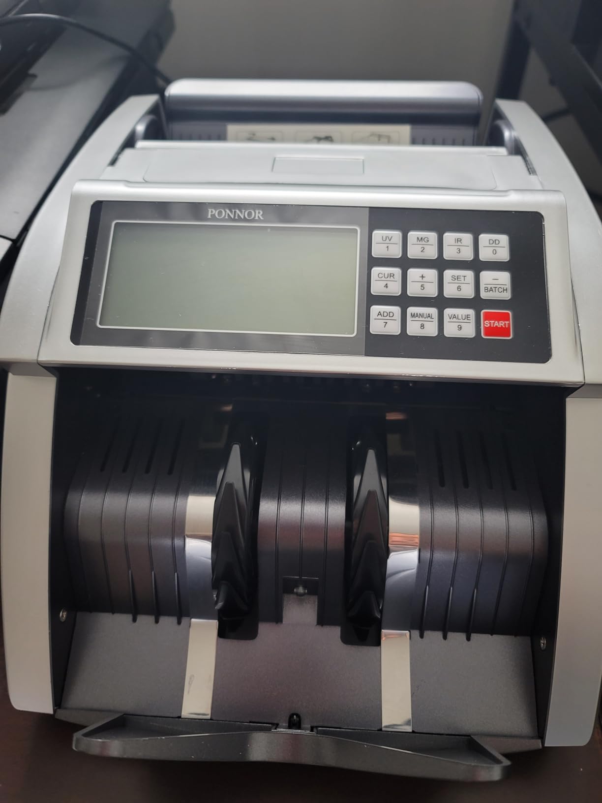 PONNOR Money Counter Machine with Value Bill Count, Cash Counter for Dollar, Euro with UV/MG/IR/DD/DBL/HLF/CHN Counterfeit Detection, Add/Bat/Value Mode Bill Counting Machine with Large LCD Display customer photo 1