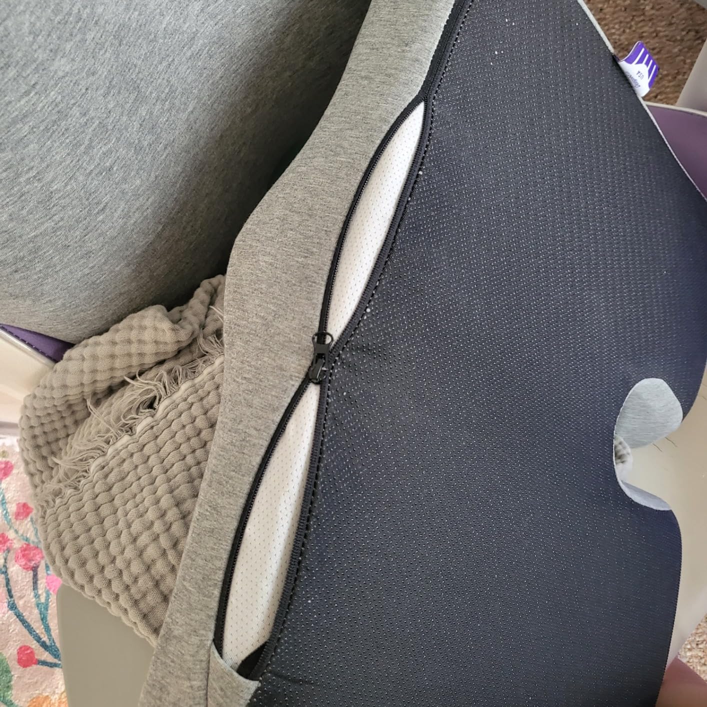 C CUSHION LAB Patented Pressure Relief Seat Cushion for Long Sitting Hours on Office/Home Chair, Car, Wheelchair - Extra-Dense Memory Foam for Hip, Tailbone, Coccyx, Sciatica - Light Grey customer photo 1