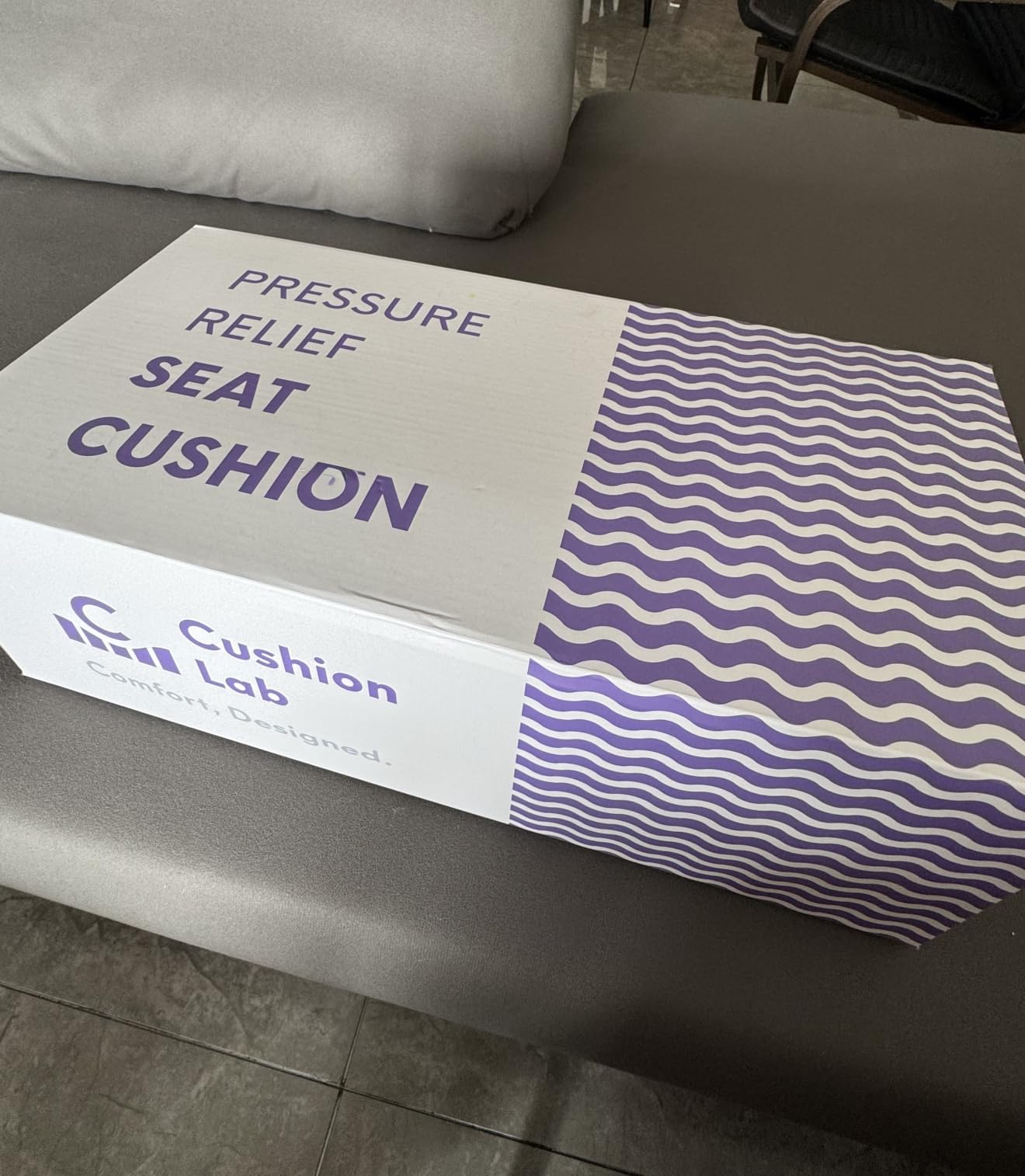 C CUSHION LAB Patented Pressure Relief Seat Cushion for Long Sitting Hours on Office/Home Chair, Car, Wheelchair - Extra-Dense Memory Foam for Hip, Tailbone, Coccyx, Sciatica - Light Grey customer photo 2