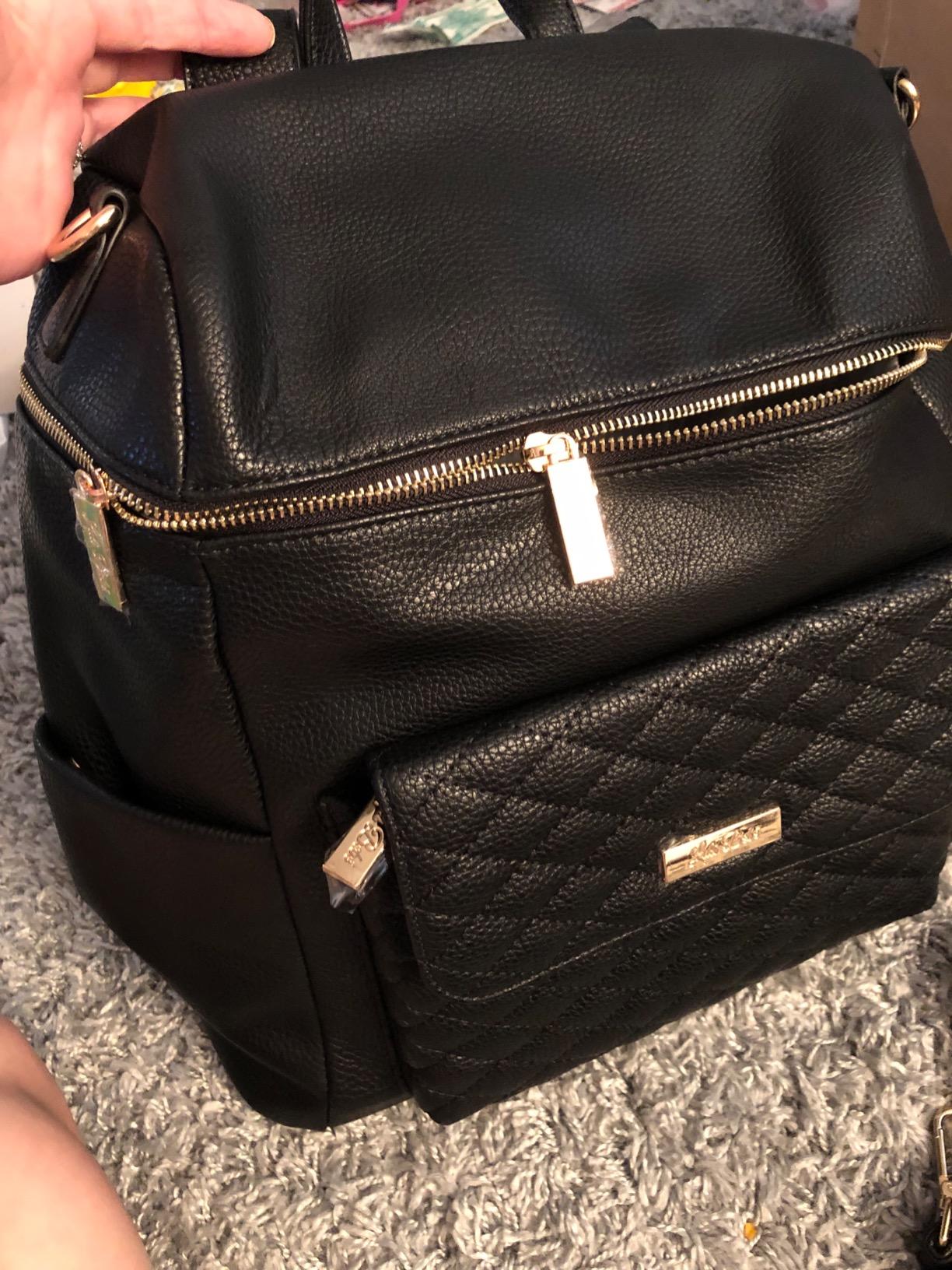 Monaco Large Diaper Bag Backpack by Luli Bebe - Designer Modern Vegan Leather Stylish Baby Backpack Diaper Bag for Mom, Multipurpose, Roomy, with Changing Pad (Caramel Brown) customer photo 1