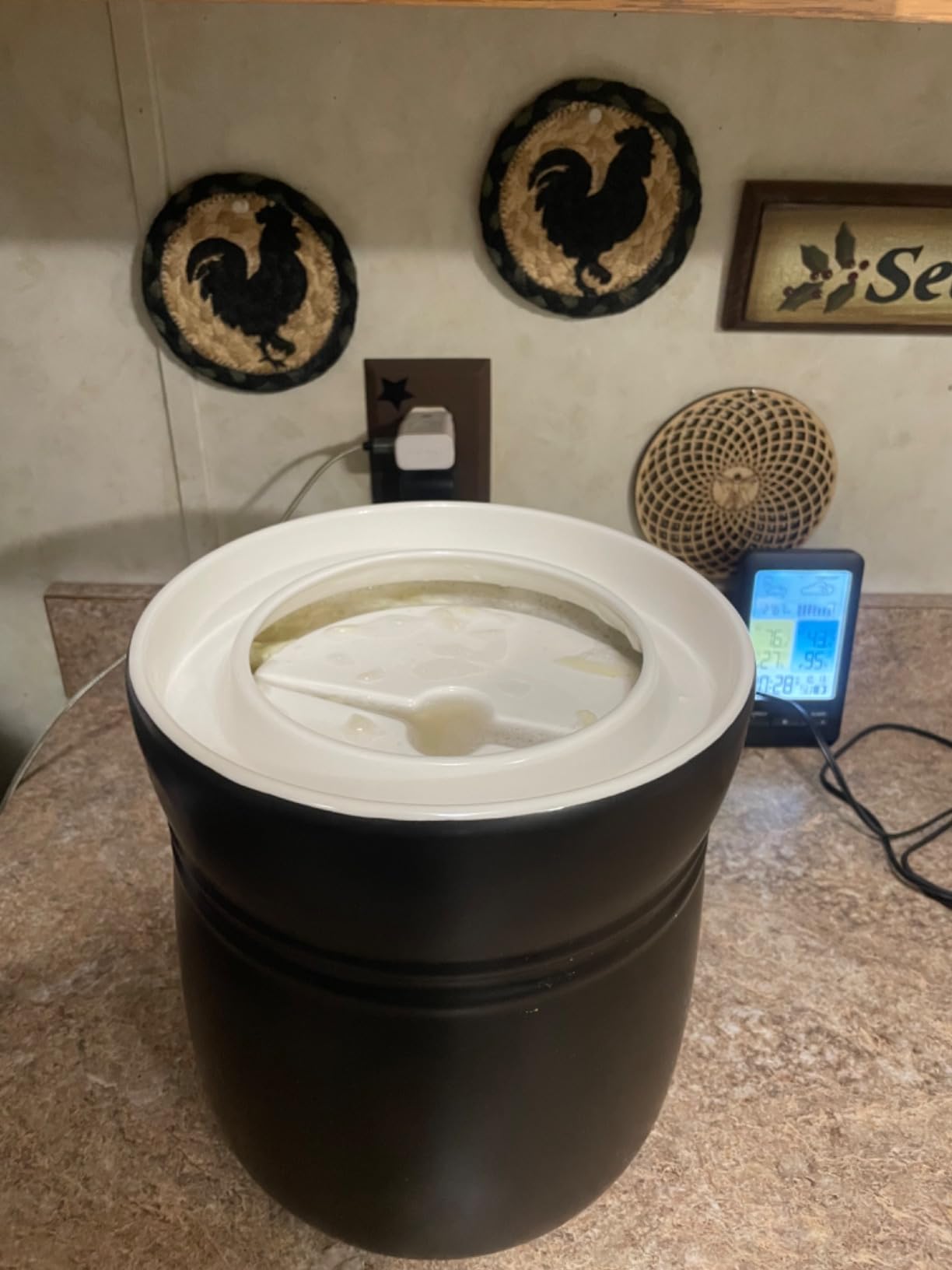 TOMO Fermentation Crock with Weights - Ceramic Sauerkraut Pickling Crock - Stoneware Kombucha Brewing (3L) customer photo 2