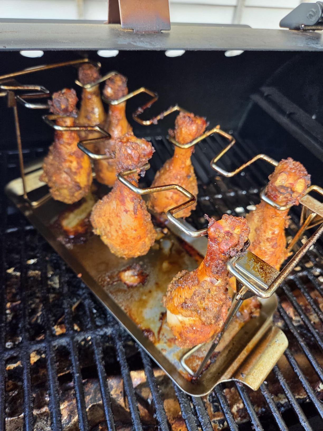 RTT Chicken Leg Rack for Grill with Drip Tray - Easy to Use 12 Slots Chicken Wing Rack - Premium Stainless Steel Chicken Drumstick Rack for Smoker - Chicken Drumstick Holder for Grill Accessories customer photo 1