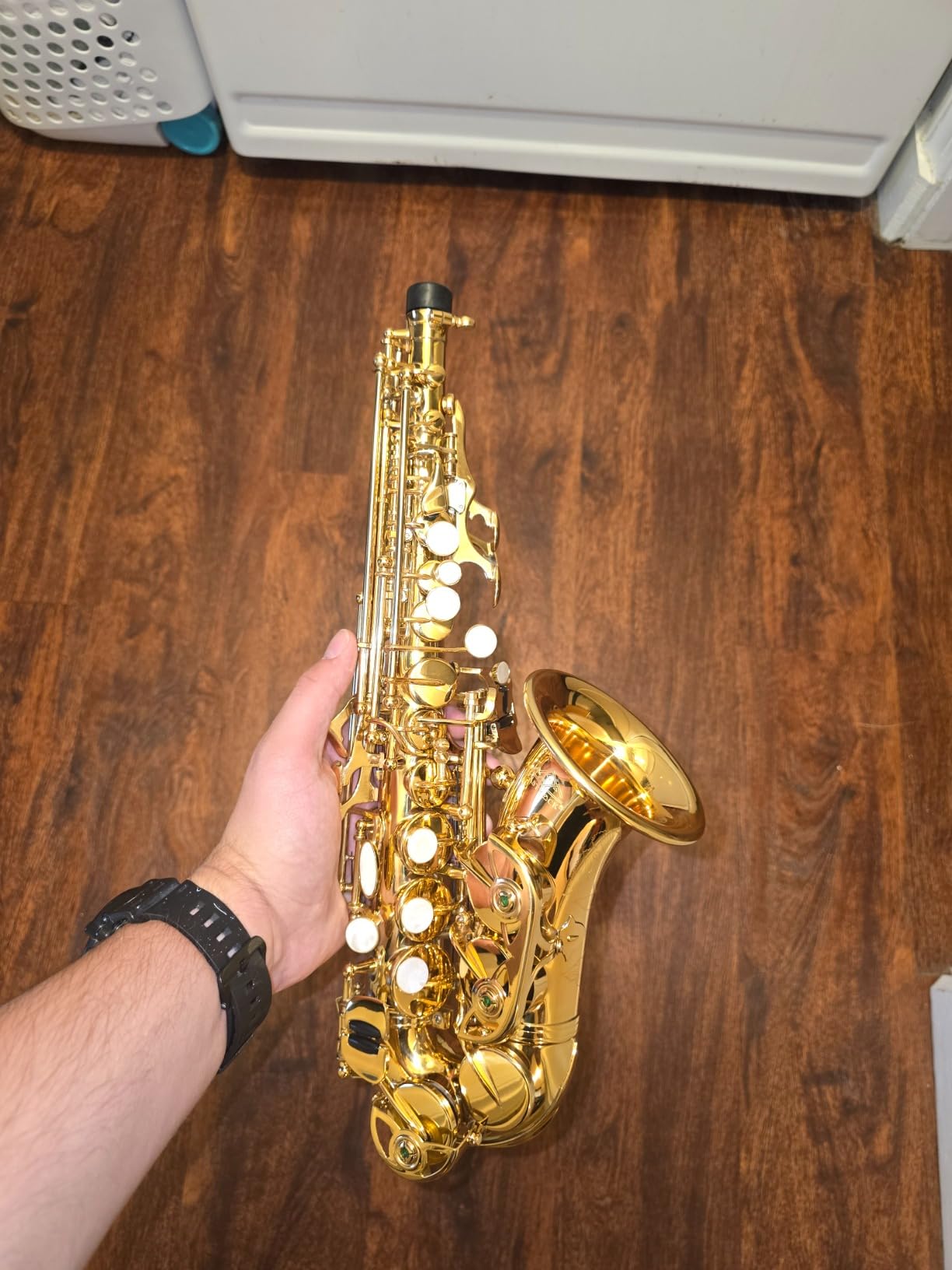 EASTROCK Bb Curved Soprano Saxophone Golden for Beginners Students | Soprano Sax Kit-Carrying Case, Mouthpiece, Reeds, Cushion Pads, Cleaning Kit, Gloves, Neck Strap for Practice & Performance customer photo 1