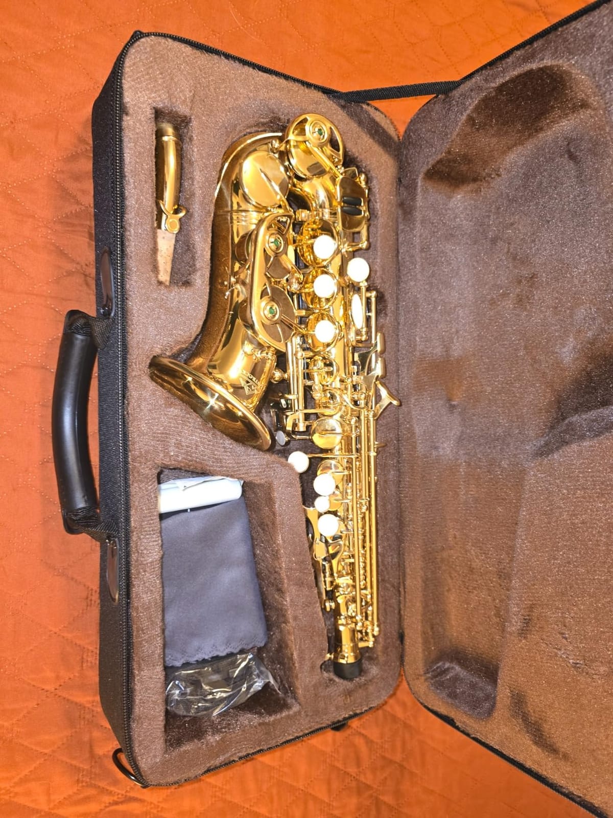EASTROCK Bb Curved Soprano Saxophone Golden for Beginners Students | Soprano Sax Kit-Carrying Case, Mouthpiece, Reeds, Cushion Pads, Cleaning Kit, Gloves, Neck Strap for Practice & Performance customer photo 2