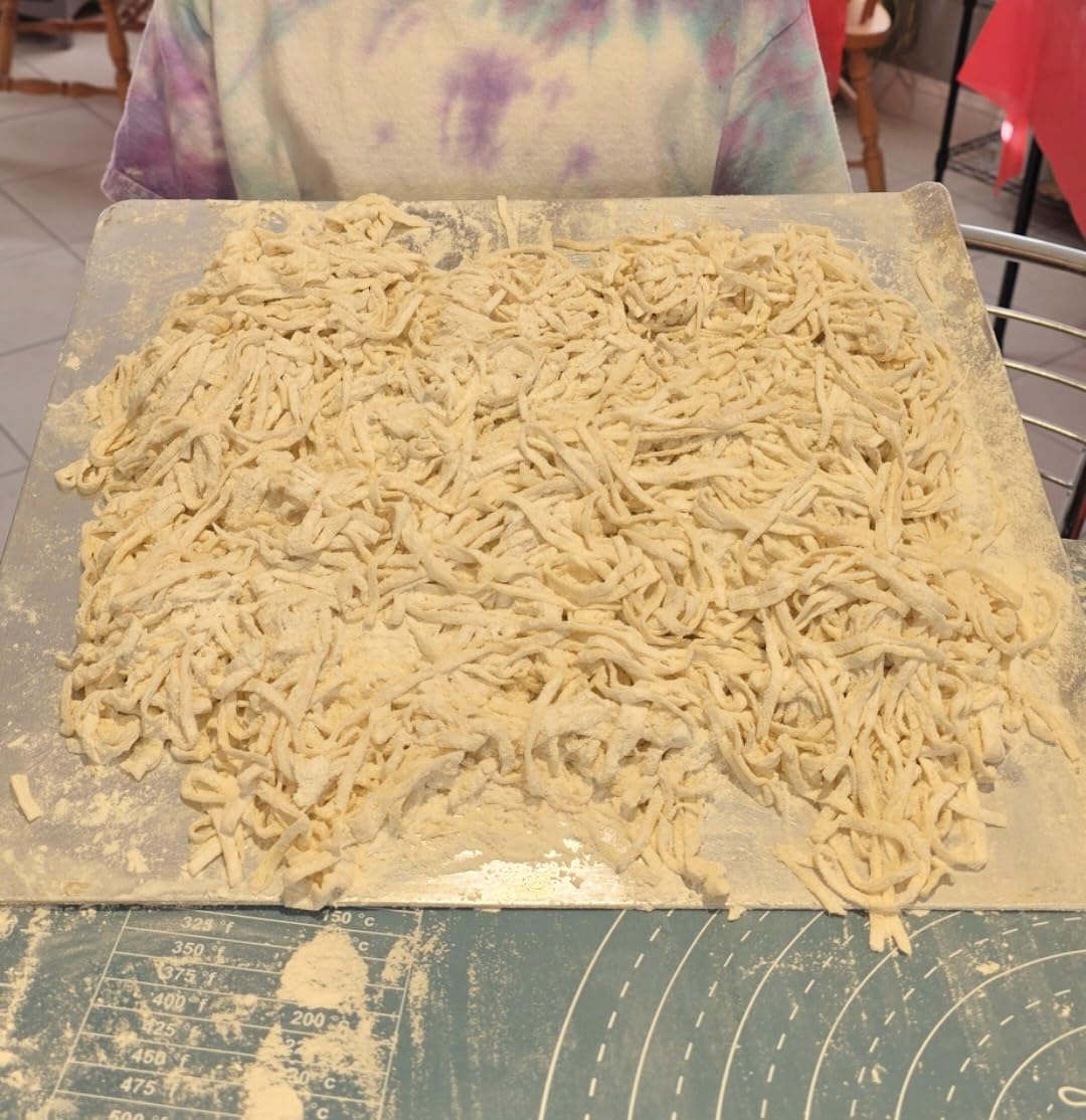 Newhai Electric Pasta Maker, Stainless Steel 135W for Home, 2 Noodle Sizes, 0.5-3mm Adjustable Thickness, 1.5mm/4mm Noodles, Dough Press & Cut, 11lb/h, for Spaghetti Fettuccine, 430 Steel, 110V customer photo 1