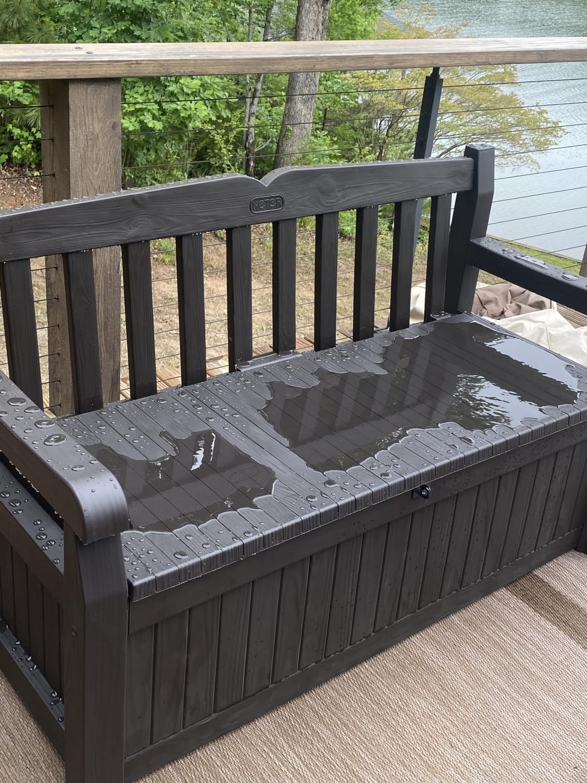 Keter Solana 70 Gal Outdoor Storage Bench for Patio and Pool Accessories | Brown, Resin, Seating, Weatherproof, Lockable, Durable, Easy Assembly, Organization, Patio Cushions Storage, Garden Tools customer photo 1