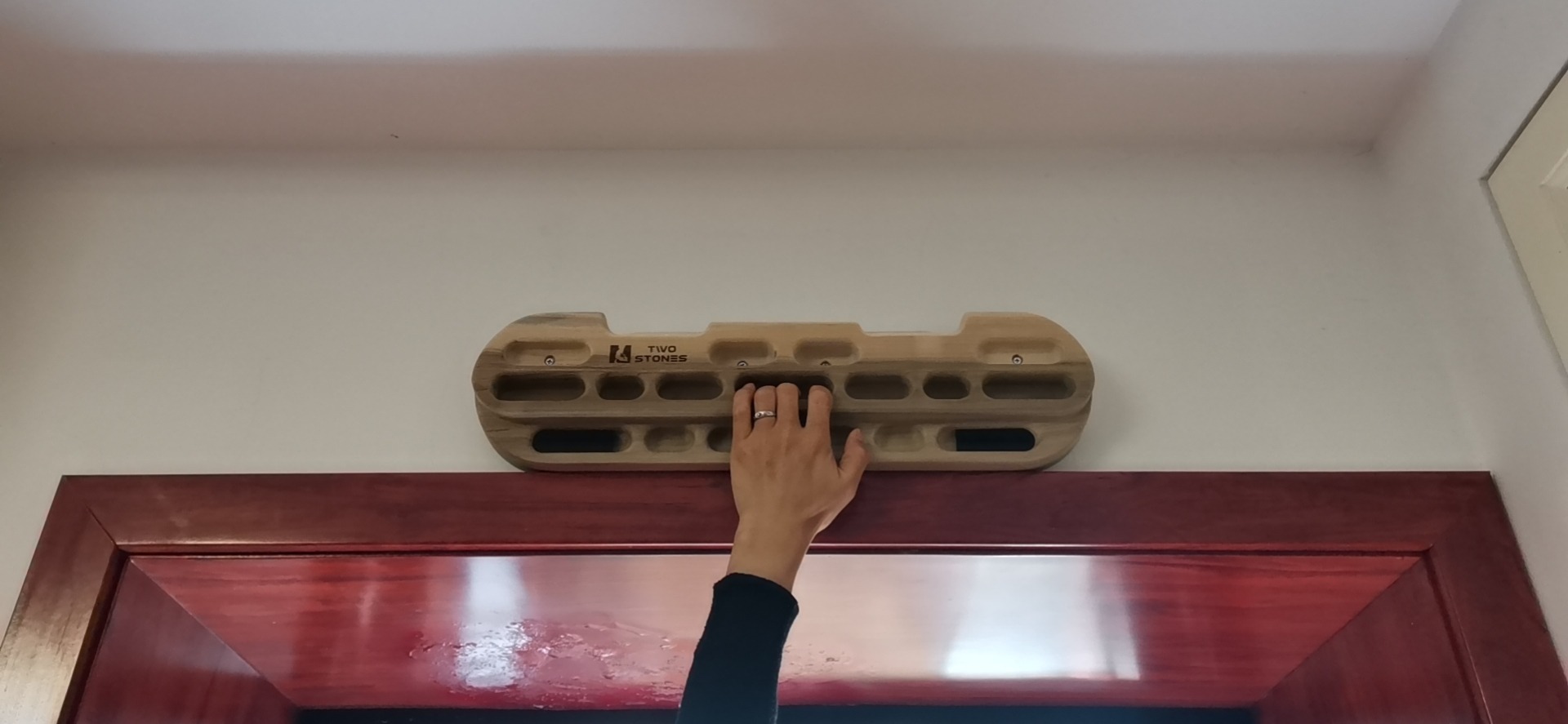 TWO STONES Climbing Hangboard Rock Climbing Training as Climbing Fingerboard with Jugs, Slopes and Edges, Pockets as Door Mounted Training Station Rock Climbing Pull Up Bar customer photo 1
