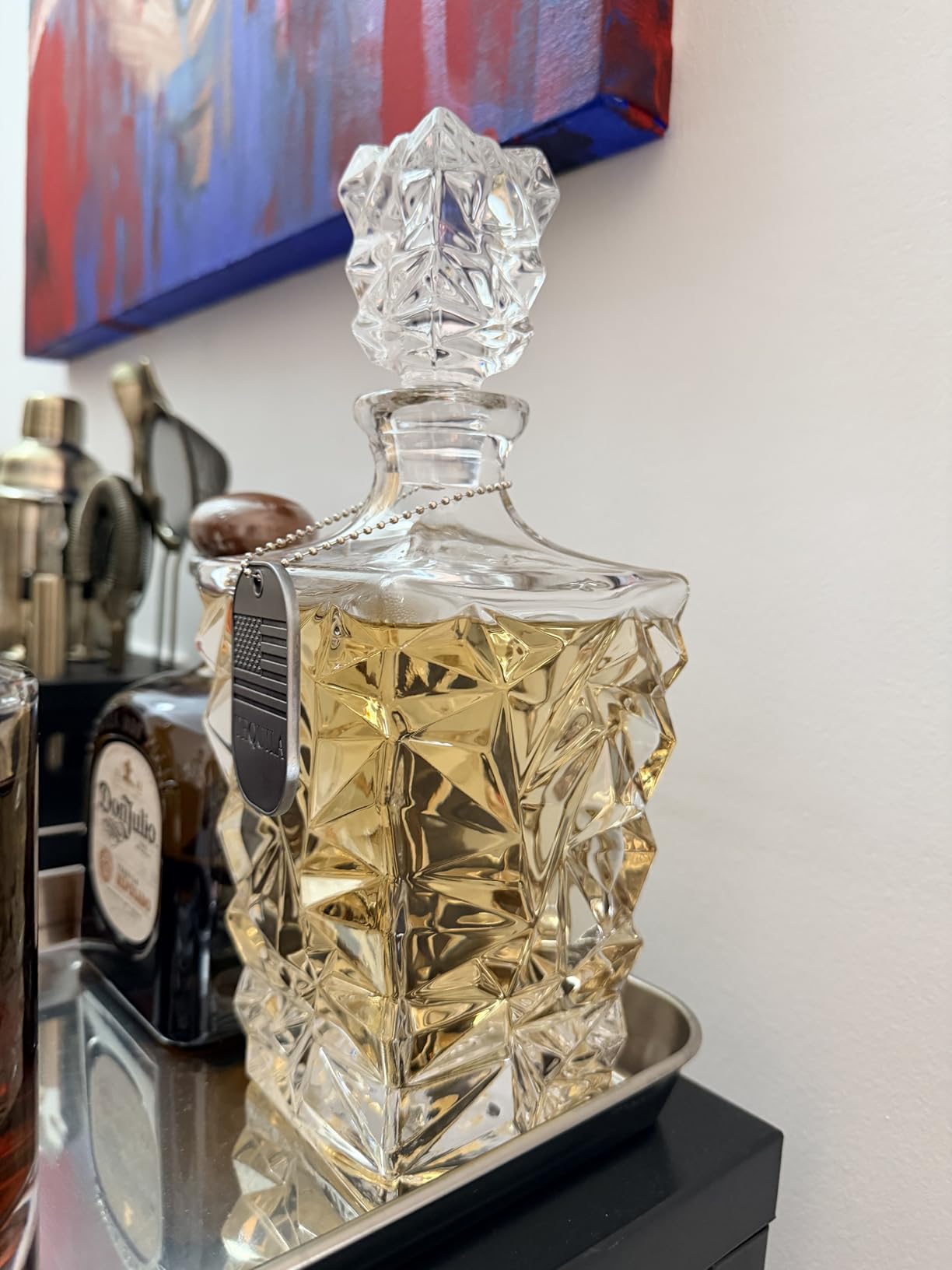 Viski Prism Whiskey Decanter with Stopper, Crystal Liquor Decanter for Bourbon, Scotch, Vodka, Spirits, Wedding Gifts, Man Cave Essentials, Elegant Home Bar Accessories, 29 oz (850 ml) customer photo 1