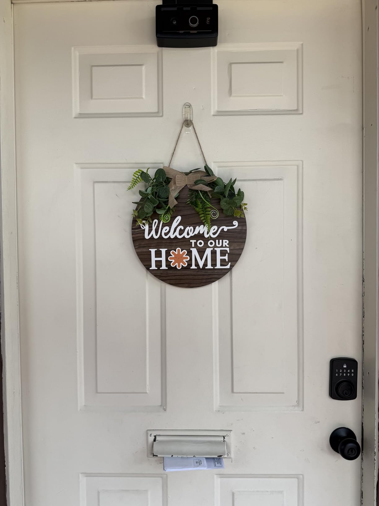 Interchange Welcome Sign Front Door Wreaths for Spring Fall Summer Winter | Rustic Wood Wreaths for Wall Home House Warming gifts Outdoor Farmhouse Porch All Seasons Holiday Halloween Christmas customer photo 1