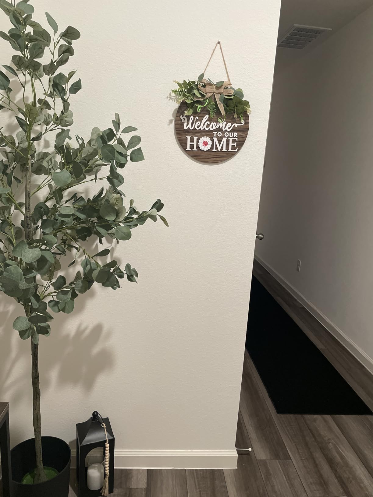 Interchange Welcome Sign Front Door Wreaths for Spring Fall Summer Winter | Rustic Wood Wreaths for Wall Home House Warming gifts Outdoor Farmhouse Porch All Seasons Holiday Halloween Christmas customer photo 2