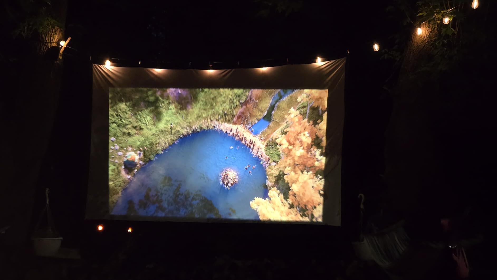 AAJK 150inch Outdoor Projector Screen Anti Crease Portable Movie Screen | Projector Screen Outdoor, Washable, 16:9, Foldable, Home Theater Outdoor Indoor, Support Double Sided Projection Screen customer photo 2
