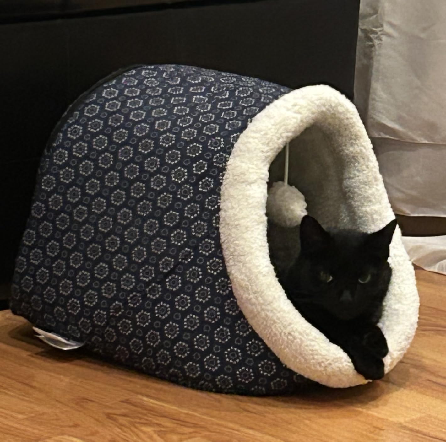 K&H Heated Cat Bed, Thermo-Pet Cave Indoor, Safety Listed, 4W, Navy/Geo | Removable Waterproof Cat Heating Pad, Heated Pet Bed for Dogs & Cats, Covered Cave Pet Tent, Collapsible, Machine Washable customer photo 2