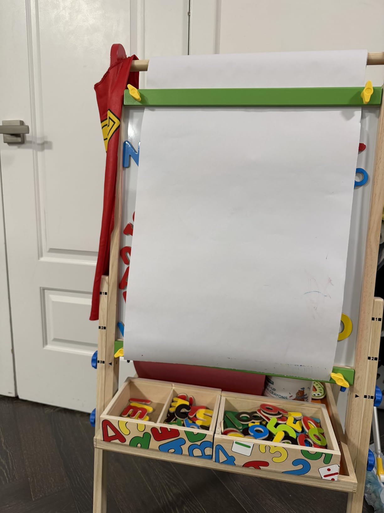 Tiny Land Wooden Easel for Kids, Art Easel with Chalkboard & Whiteboard | Sturdy solid pine frame, 2 drawing paper rolls, Double-sided board, 3 adjustable heights, Art Learning Toy for Ages 3-12 customer photo 2