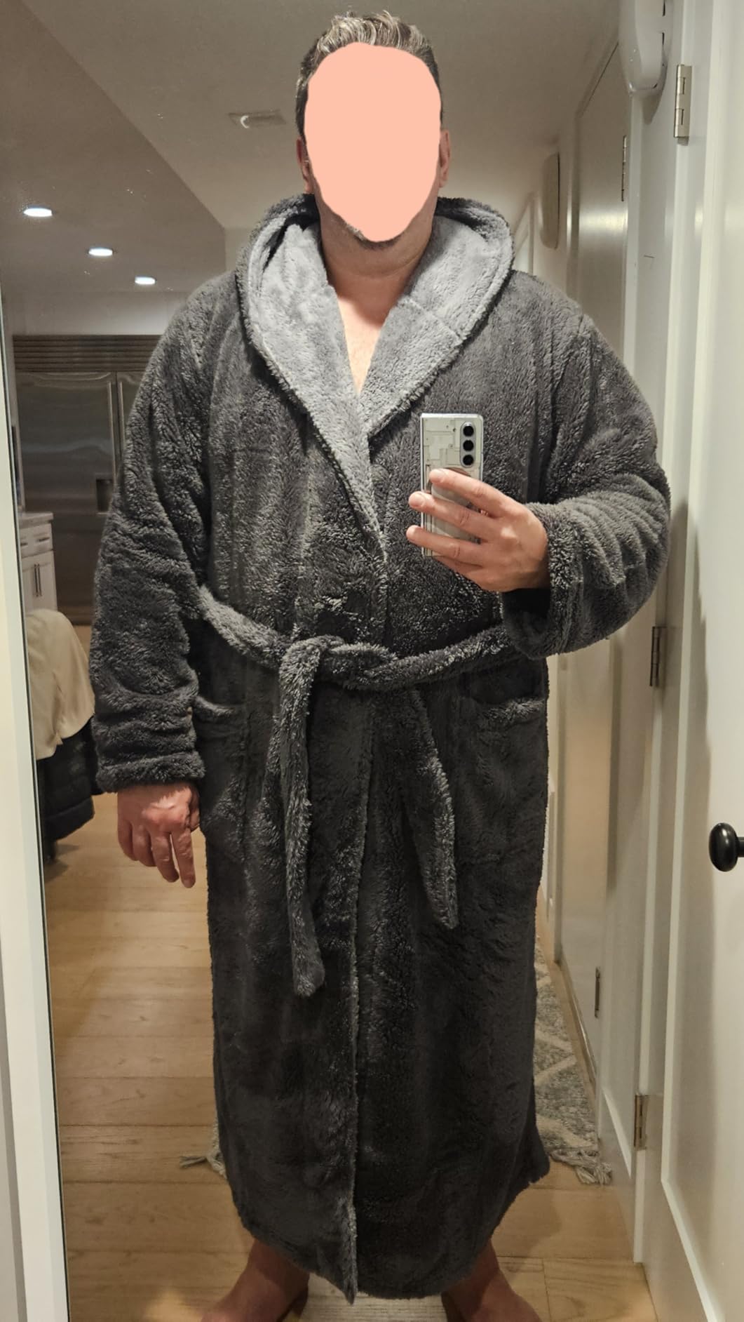 SlumberMee Mens Fleece Plush Robe with Hood Ultra Soft Fluffy Full Length Long with Pockets Luxurious House Coat customer photo 1