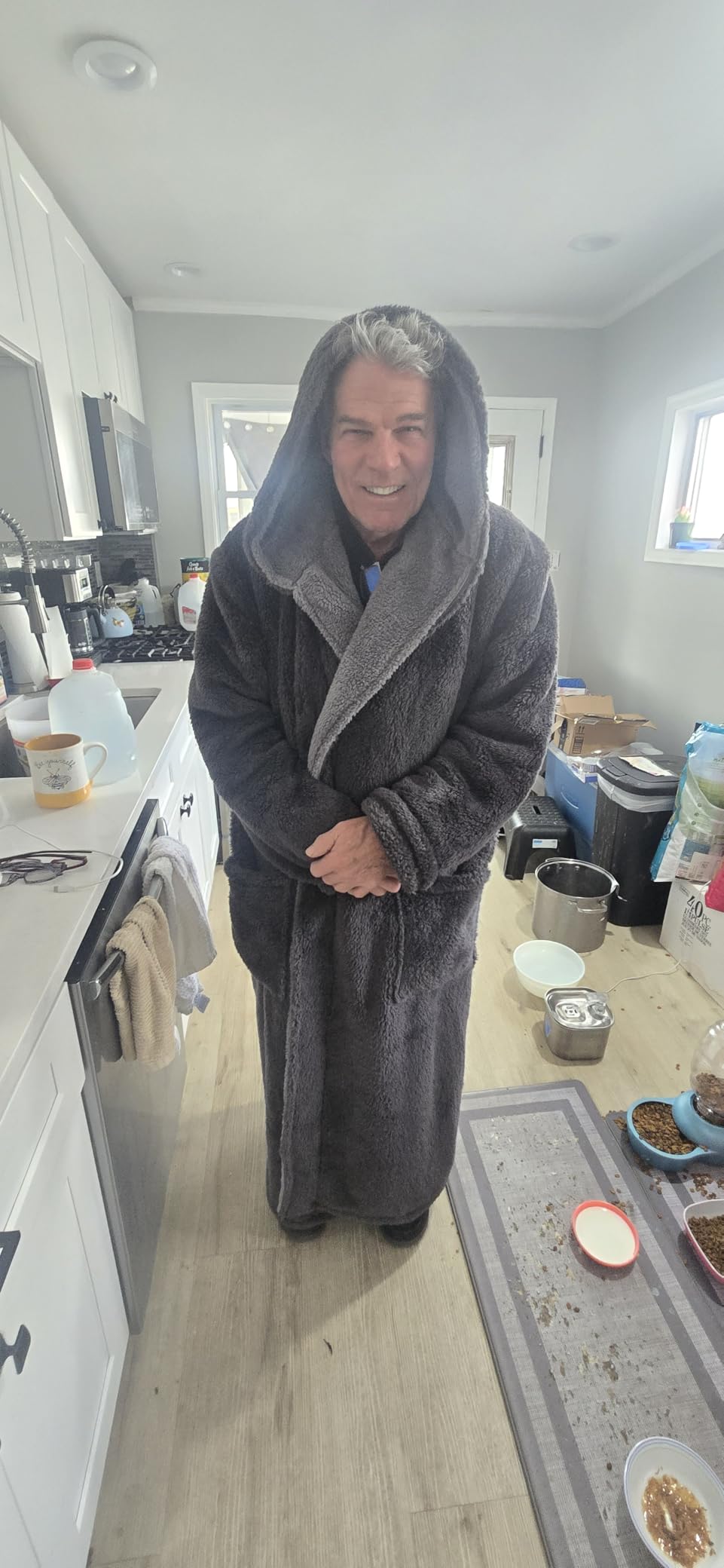 SlumberMee Mens Fleece Plush Robe with Hood Ultra Soft Fluffy Full Length Long with Pockets Luxurious House Coat customer photo 2
