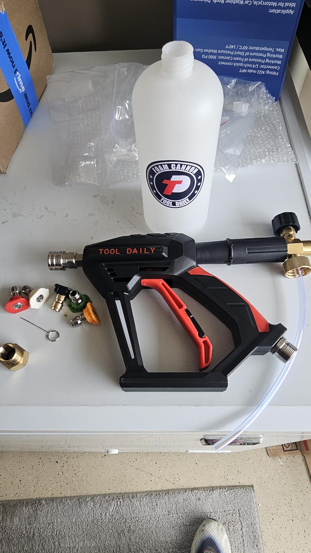 Tool Daily Short Pressure Washer Gun with Foam Cannon, 1/4 Inch Quick Connector, with 5 Pressure Washer Nozzle Tips, 1 Liter customer photo 1