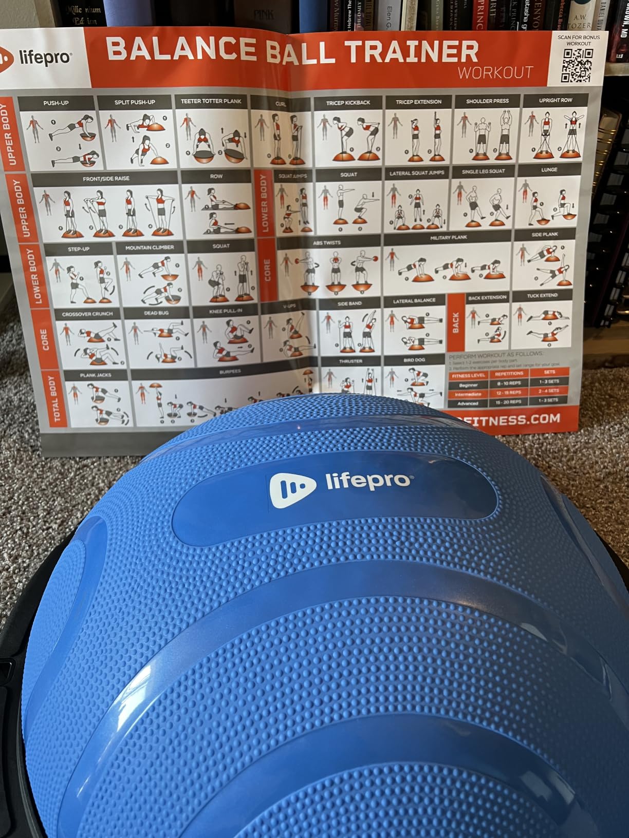 Lifepro Horizon Half Balance Ball Trainer with 440 lb Capacity Stability | half balance ball for full-body training, core strengthening and home gym fitness routines. Includes a pilates ball customer photo 1
