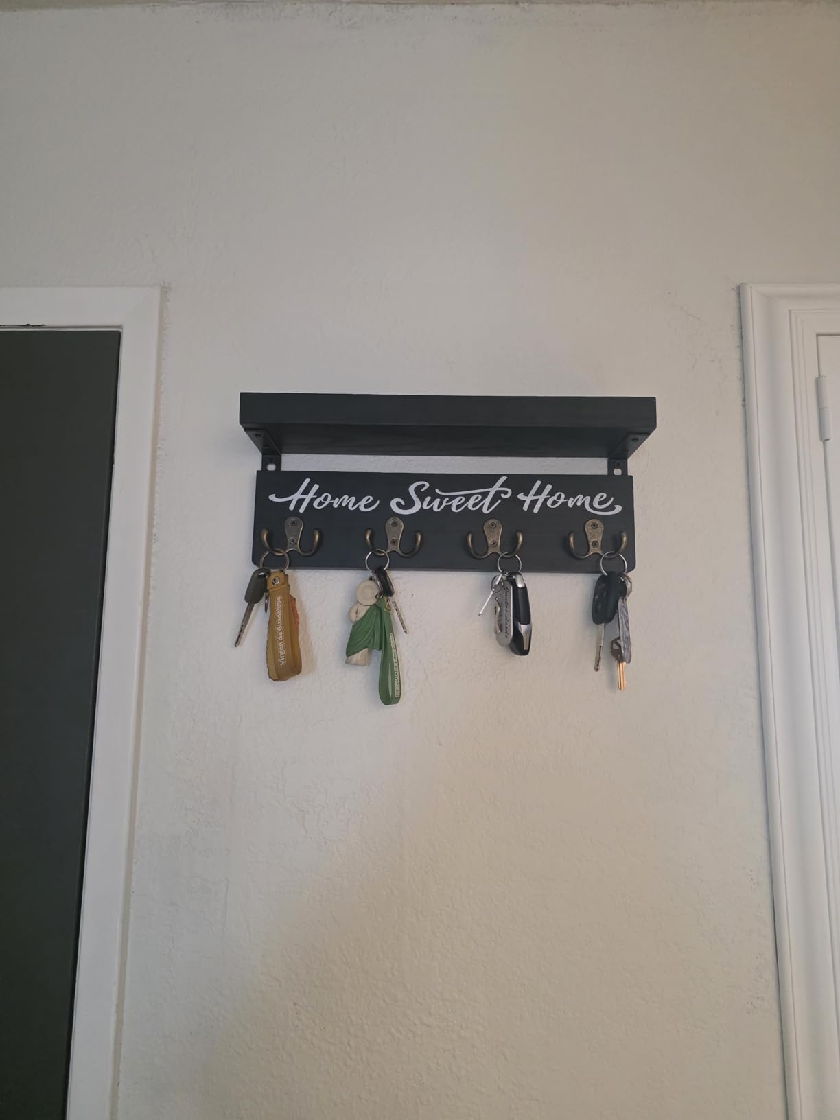 buways Key Holder Wall Mount with 8 Hooks and Cozy Home Sign (Brown) | Solid Wood, Floating Shelf for Keys, Mail, and Daily Essentials in Entryways, Hallways or Home Decor customer photo 1
