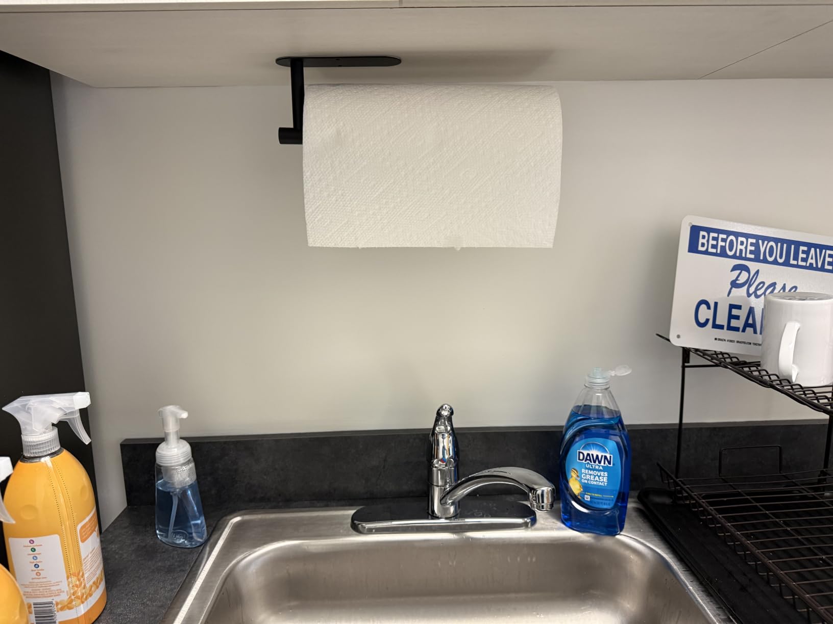 DEKAVA Paper Towel Holder Under Cabinet Wall Mount for Kitchen Paper Towel | Black towel rack, Self-Adhesive, Stainless Steel 13 inch, Kitchen essentials, Bathroom, Countertop customer photo 2