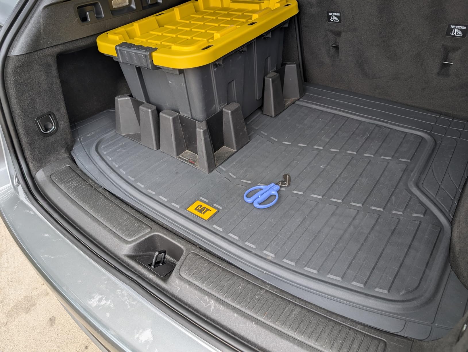Cat® ToughRide Heavy Duty Automotive Rubber Cargo Liner Trunk Floor Mat, Odorless All Weather Protection, Trimmable to Fit Most Vehicles Car Truck Van SUV, Black, 53