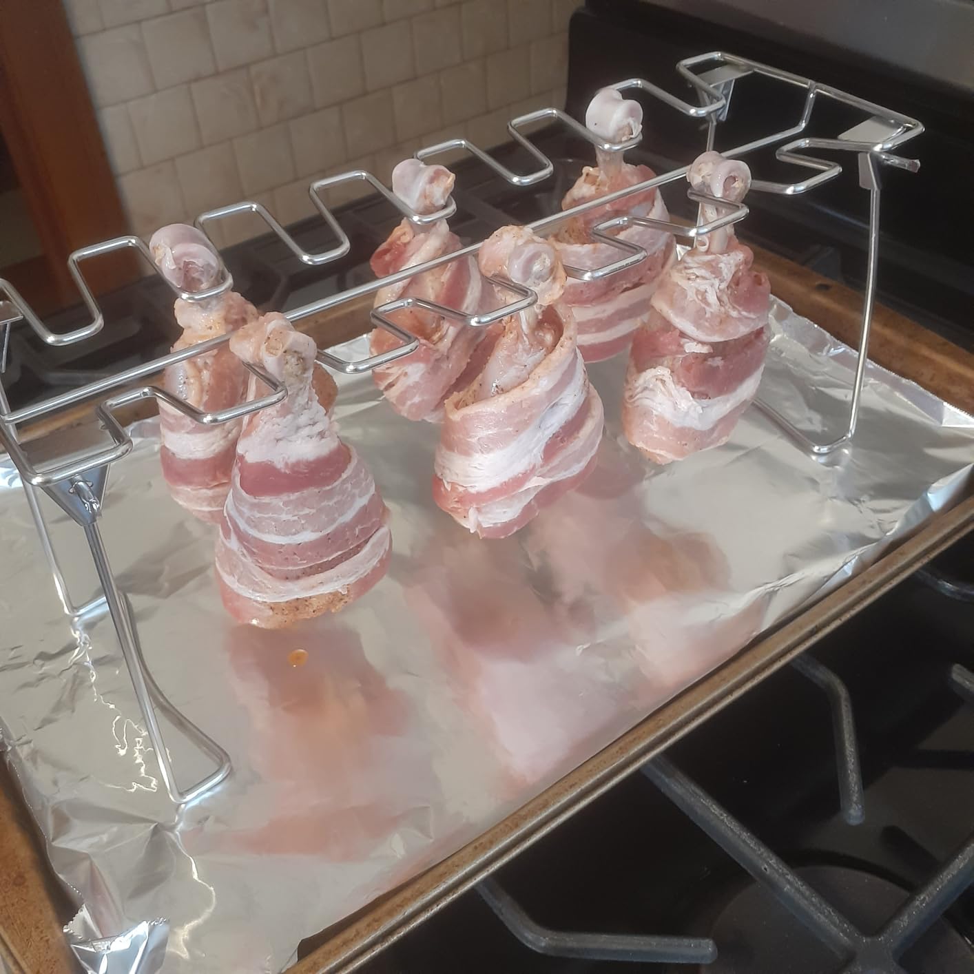 Chicken Leg And Wing Rack For Grill Smoker Oven - Easy To Use 14 Slots Chicken Leg Rack - High Grade Stainless Steel Chicken Wing Rack Chicken Drumstick Holder For Perfect Cook (1 Pack) customer photo 1