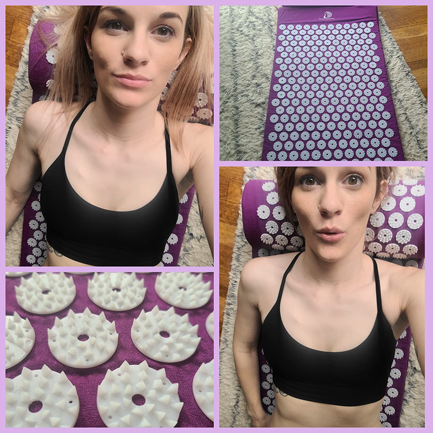 DoSensePro Acupressure Mat and Pillow Set, Firmer Pressure, 29-Inch | Linen Acupressure Mat And Pillow With Coconut-Fiber Filling Deliver Deeper Pressure, includes hot/cold gel pack customer photo 2