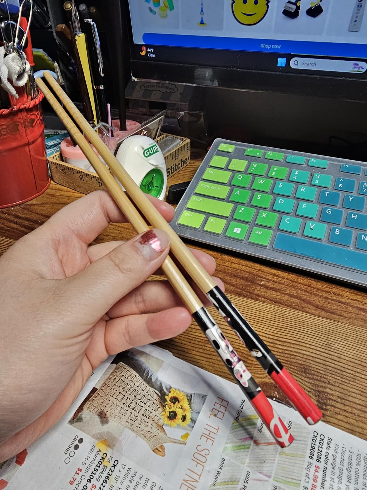 EXZACT Bamboo Chopsticks Gift Set 5 Pairs Handmade Box Lucky Cat customer photo 1