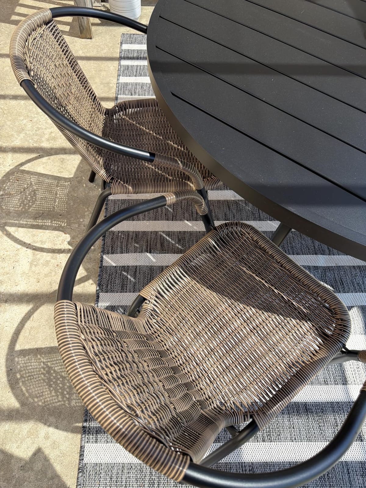 EMMA + OLIVER Brown PE Rattan Stackable Patio Dining Chair, 4-Pack | Commercial Grade, Indoor/Outdoor Use customer photo 1