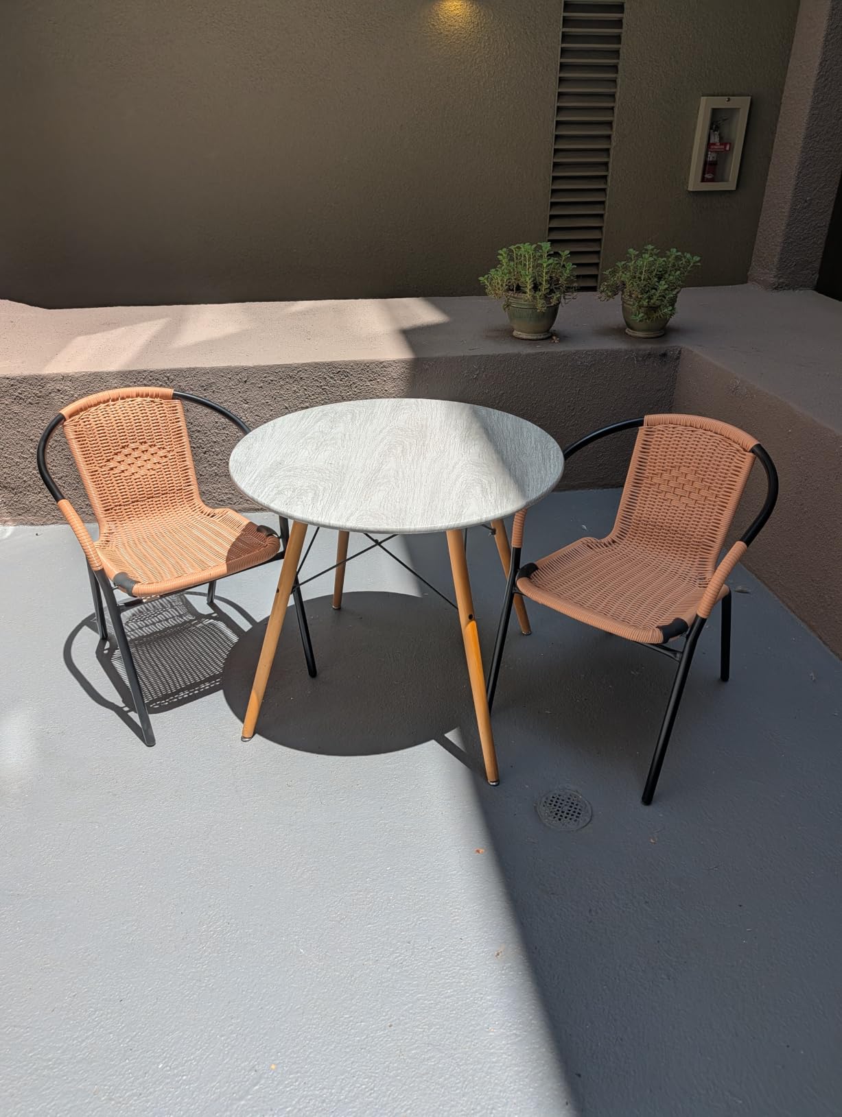 EMMA + OLIVER Brown PE Rattan Stackable Patio Dining Chair, 4-Pack | Commercial Grade, Indoor/Outdoor Use customer photo 2