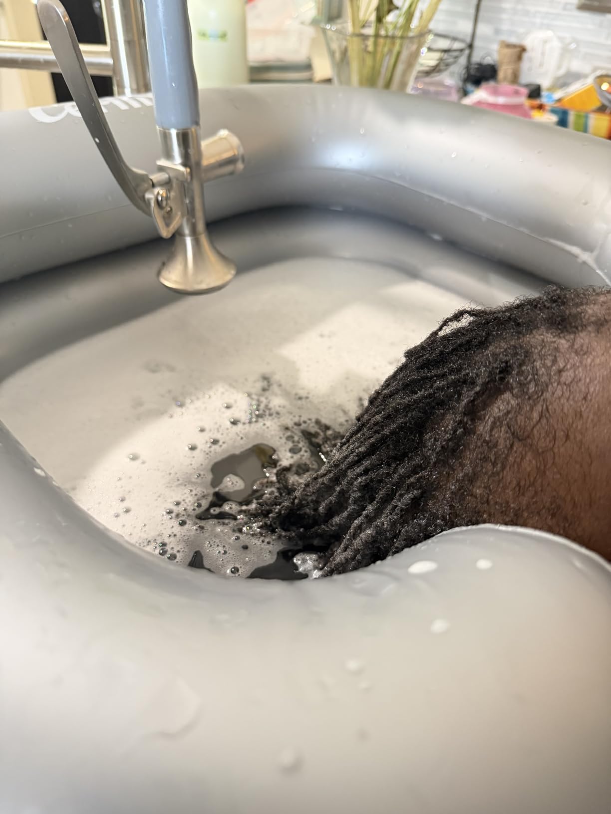 Inflatable Shampoo Basin - Portable Shampoo Bowl, Hair Washing Basin for Bedridden, Disabled, Injured, Hair Wash Tub for Dreadlocks and at Home Sink Washing customer photo 2