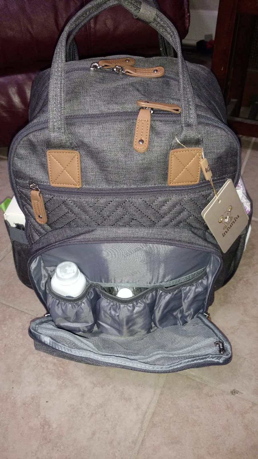 iniuniu Baby Diaper Bag Backpack, 4 in 1 kit Large Capacity Travel Backpack | Waterproof Backpack for Moms Dads, Travel Backpack with Pouch, Washable Changing Pad, Baby Essentials customer photo 2