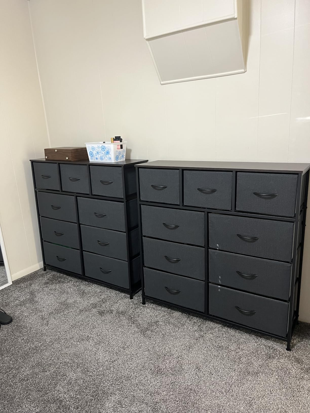 WLIVE Tall Dresser for Bedroom, 9 Drawer Chest of Drawers, Rustic Brown | 9 roomy fabric drawers, Tall storage design, Bedroom or closet use, Sturdy steel frame, Smooth wood tabletop customer photo 1