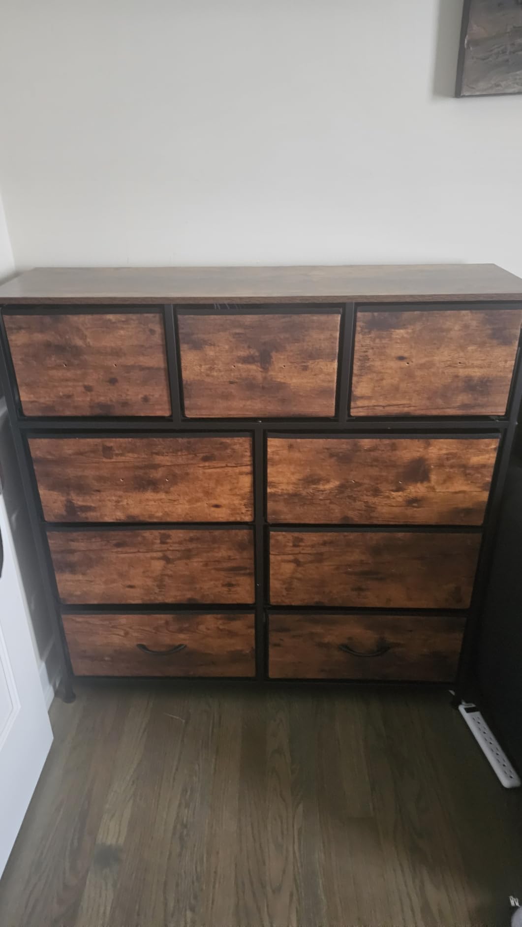 WLIVE Tall Dresser for Bedroom, 9 Drawer Chest of Drawers, Rustic Brown | 9 roomy fabric drawers, Tall storage design, Bedroom or closet use, Sturdy steel frame, Smooth wood tabletop customer photo 2