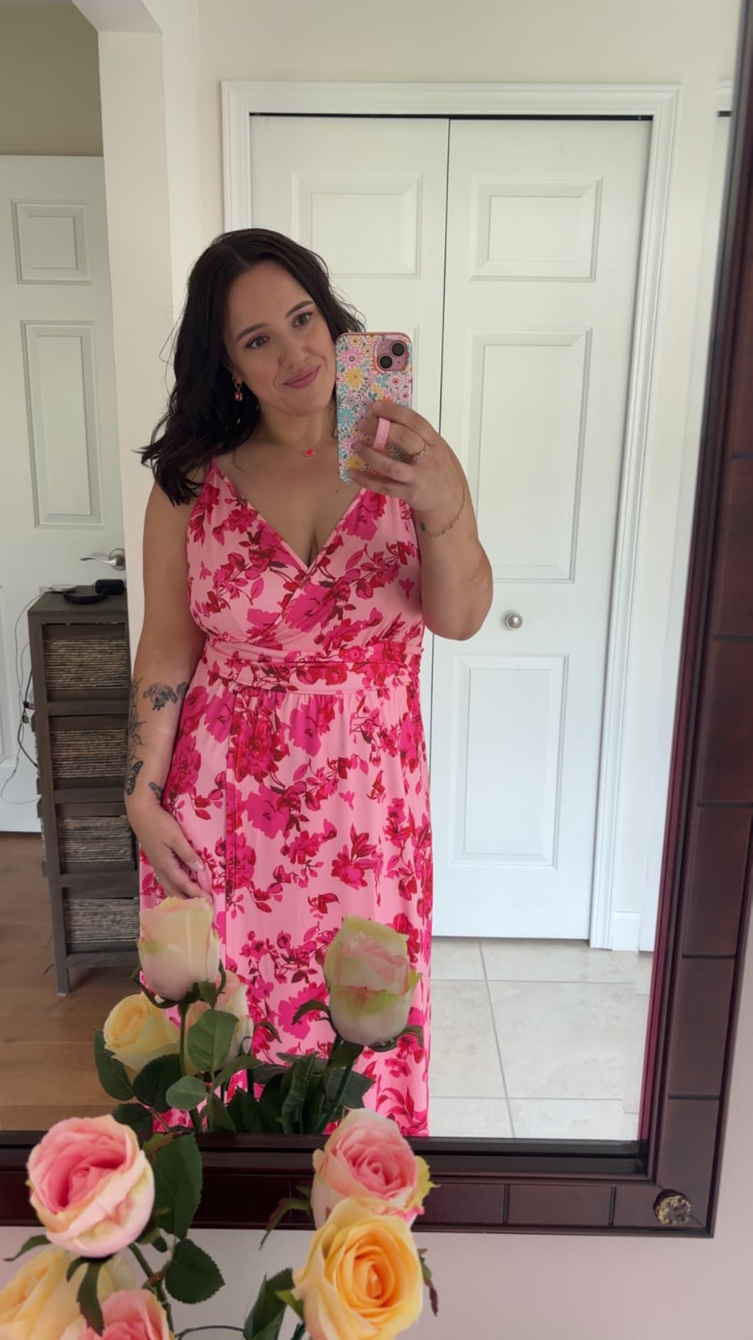 Newshows Women's 2026 Lightweight Summer Wedding Guest Beach Vacation Casual V Neck Split Flowy Maxi Dress customer photo 1