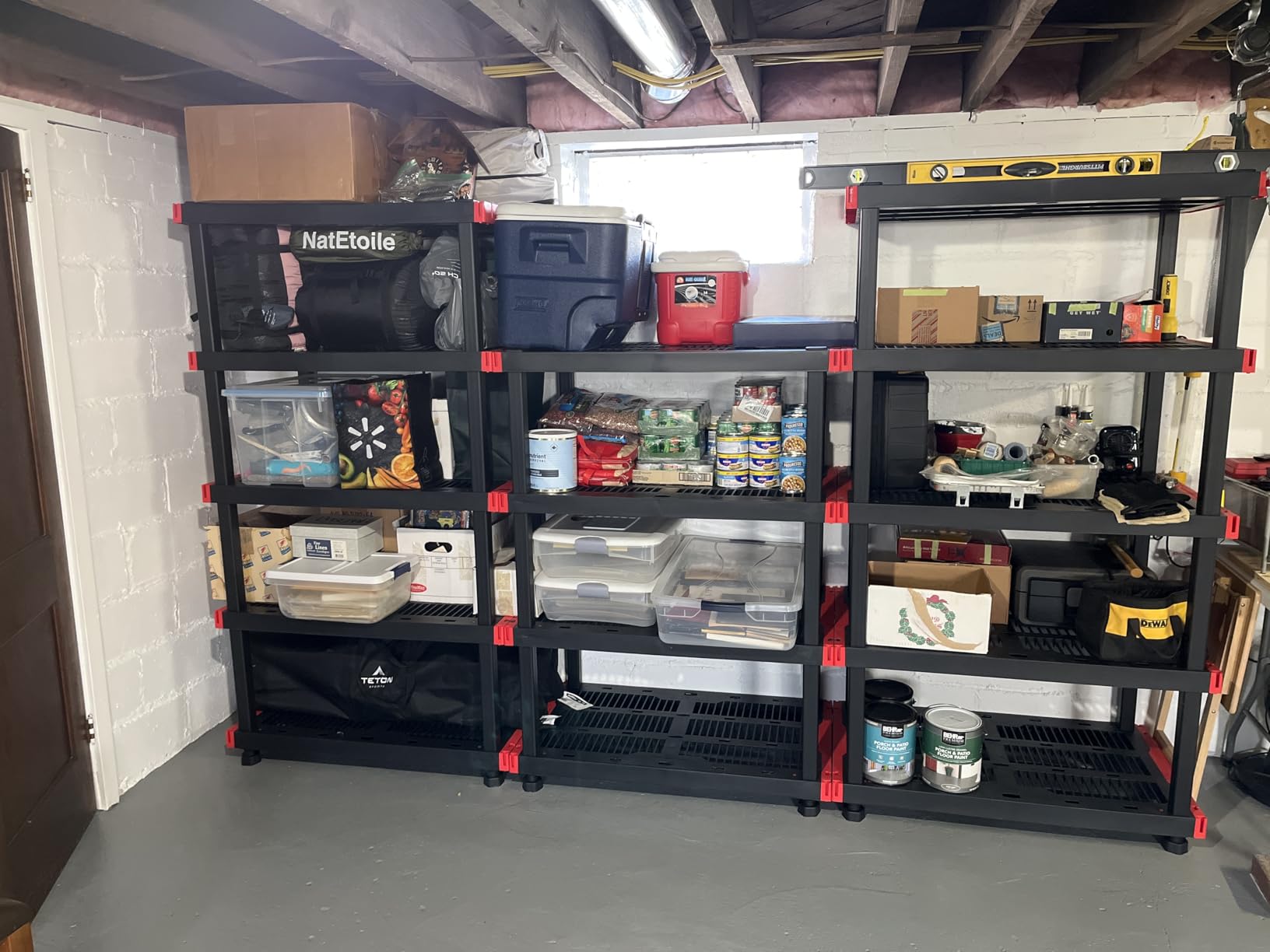 CX Craftsman 5-Tier Heavy Duty Plastic Storage Shelves, Garage Organization | 5-tier storage rack organizes garages, workshops & basements, 200 lb/shelf, 72.3H x 40W x 24D, easy assembly, black/red customer photo 2