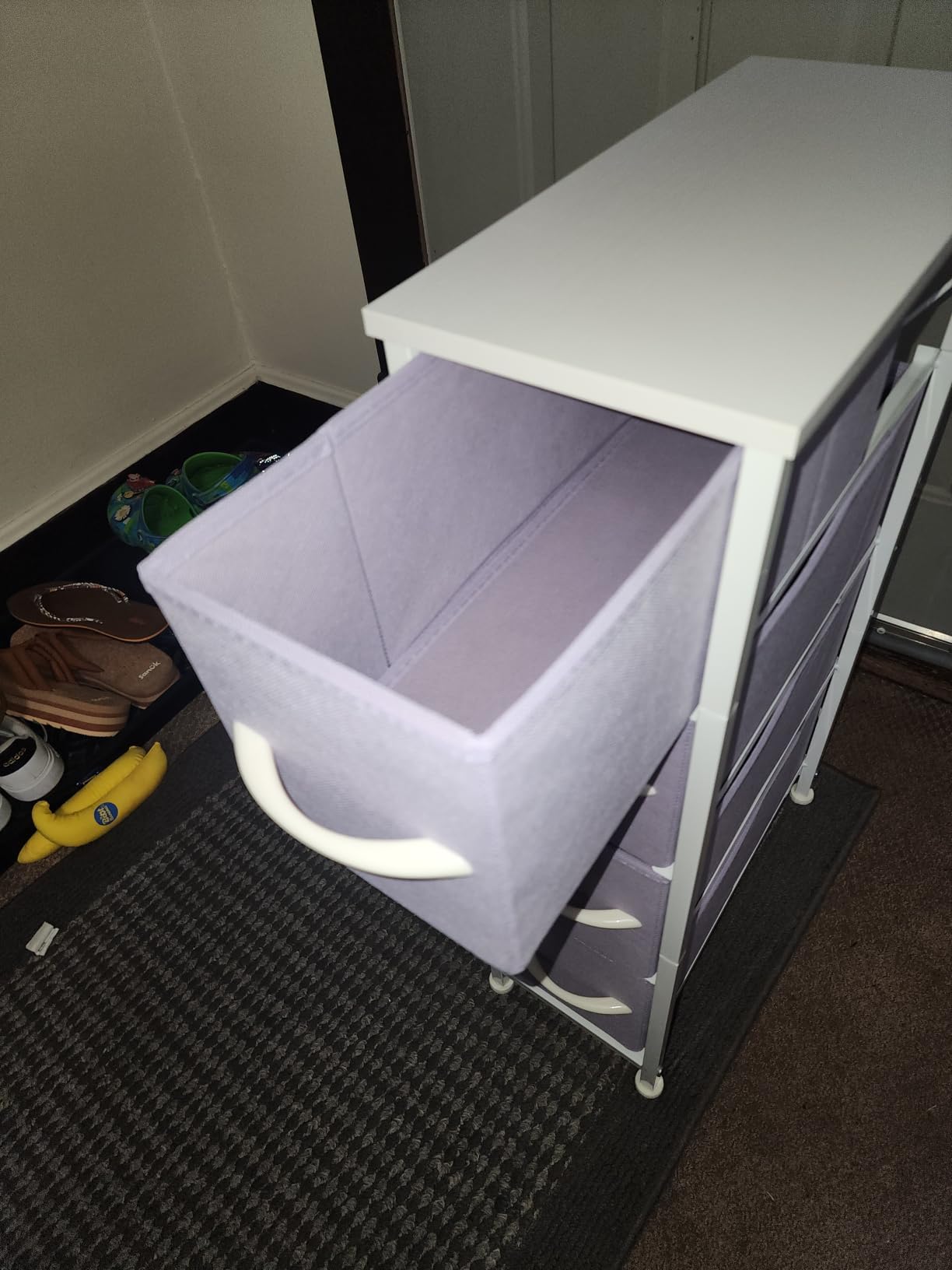 Sorbus 4-Drawer Narrow Dresser for Bedroom (Pink) | Slim drawers for small spaces feature carry handles, a wood top, steel frame and easy-pull fabric bins for daily clothing. customer photo 1